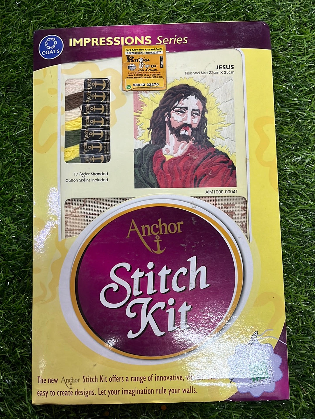 Anchor stitch embroidery kit Jesus finished size 22cm x 25cm