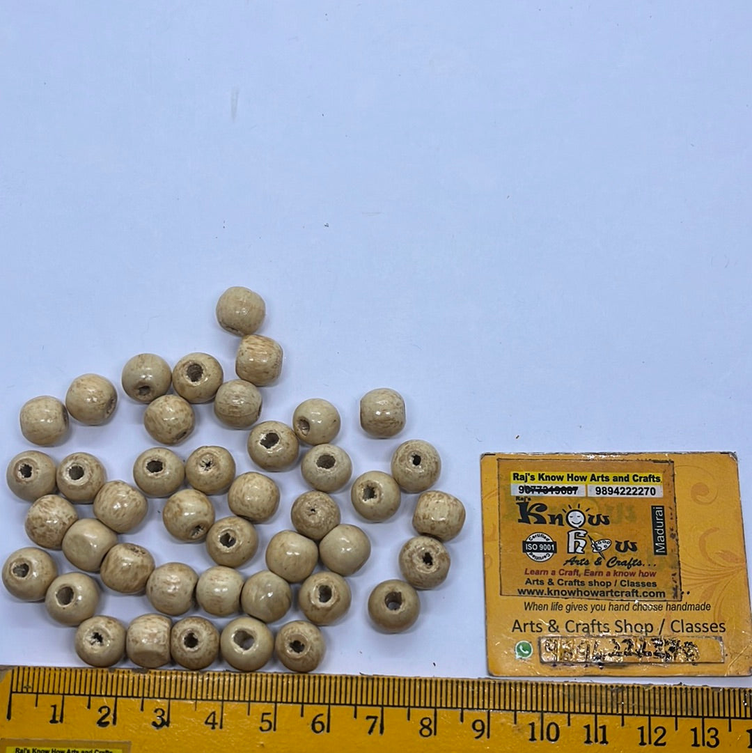 Wooden beads  gold round beads 50g