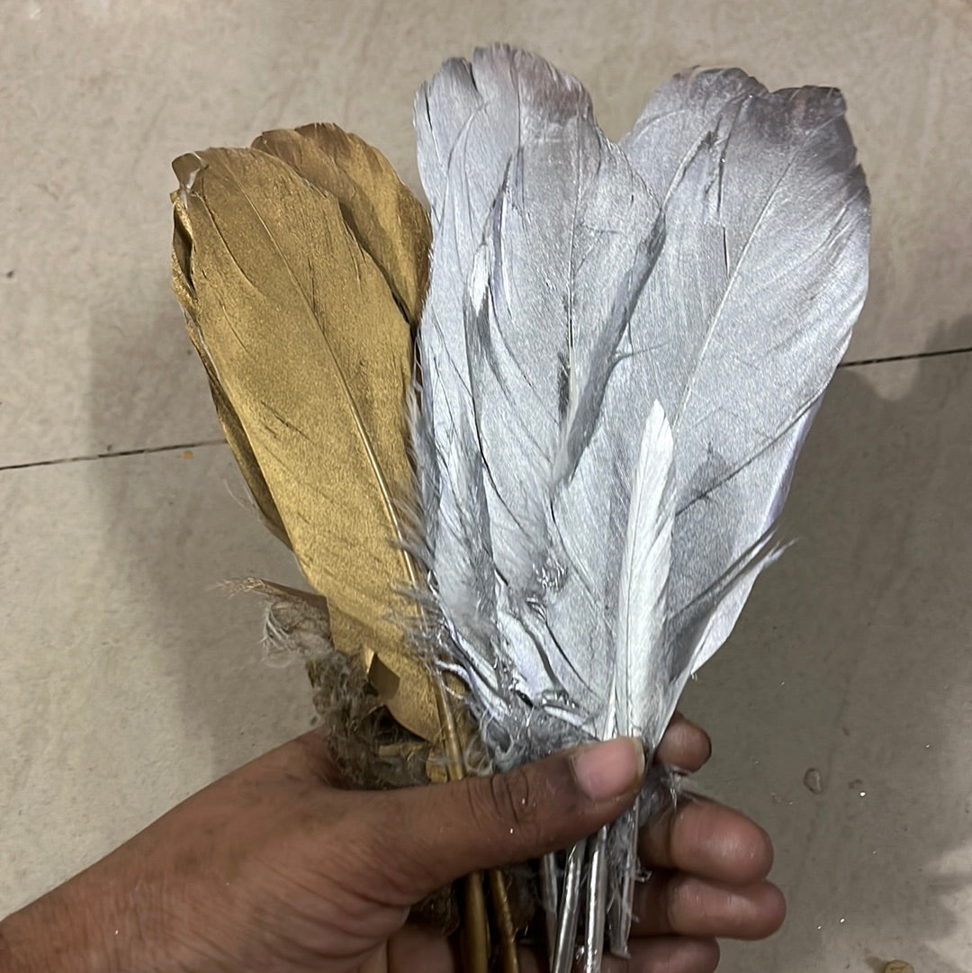 Gold silver feather 10 piece pack medium size