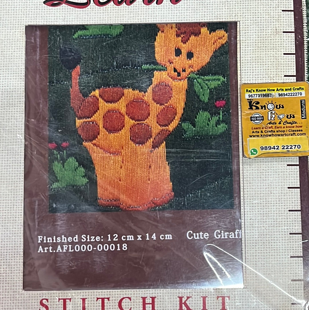 Anchor stitch embroidery kit cute giraffe finished size 12cm x 14cm