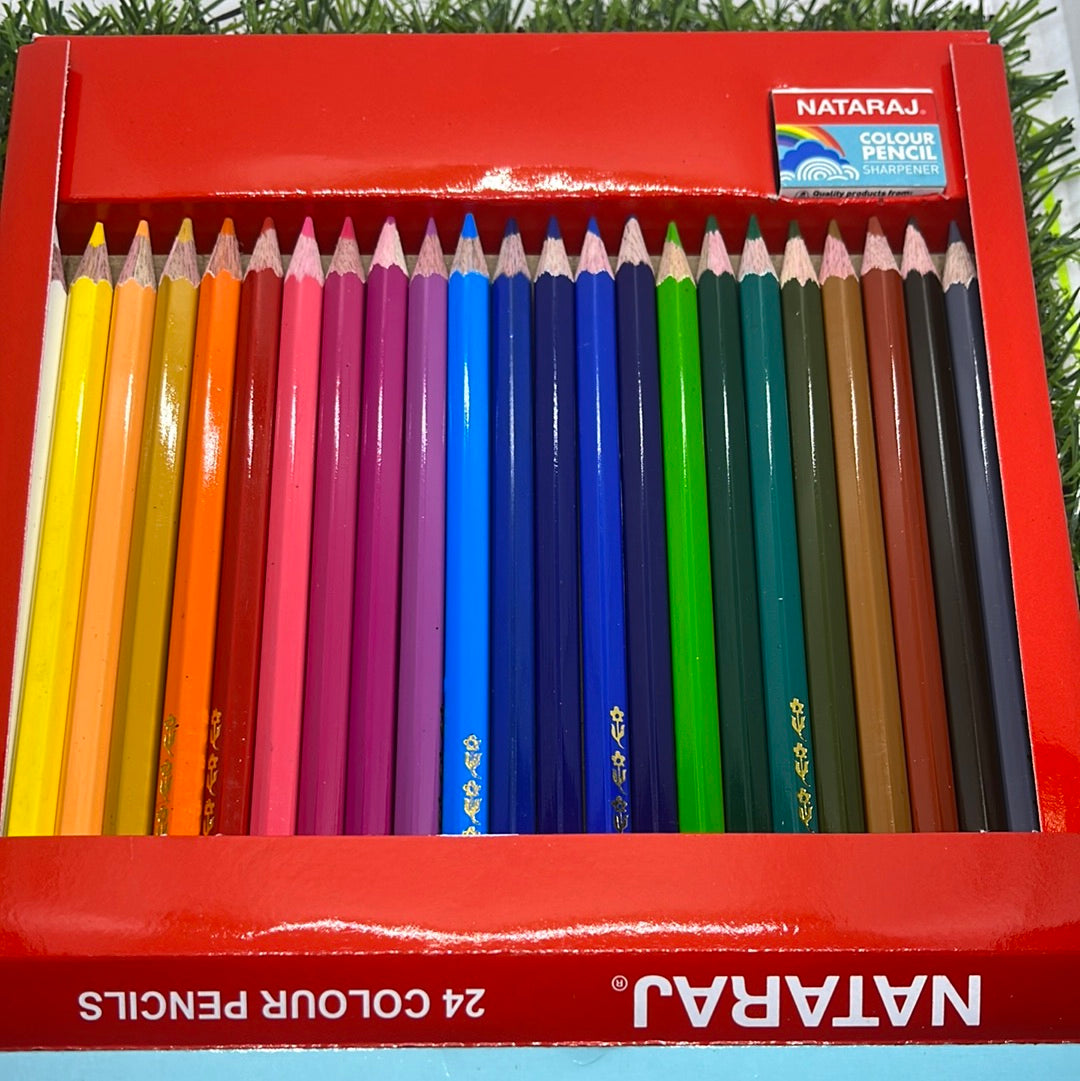 Nataraj 24 colour pencils free color pencil sharpener super smooth and bright colours