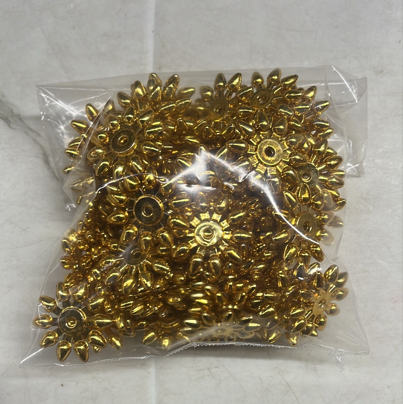 Golden Acrylic jasmine beads small for garland making 100g in a 1pack