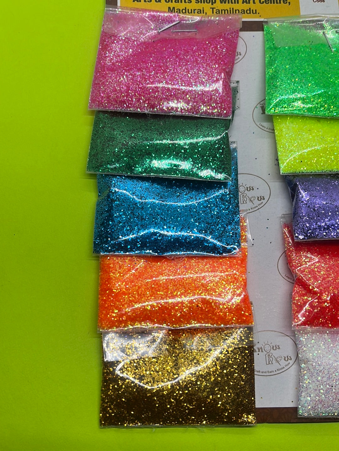 Florescent glitter powder set of 10 shades