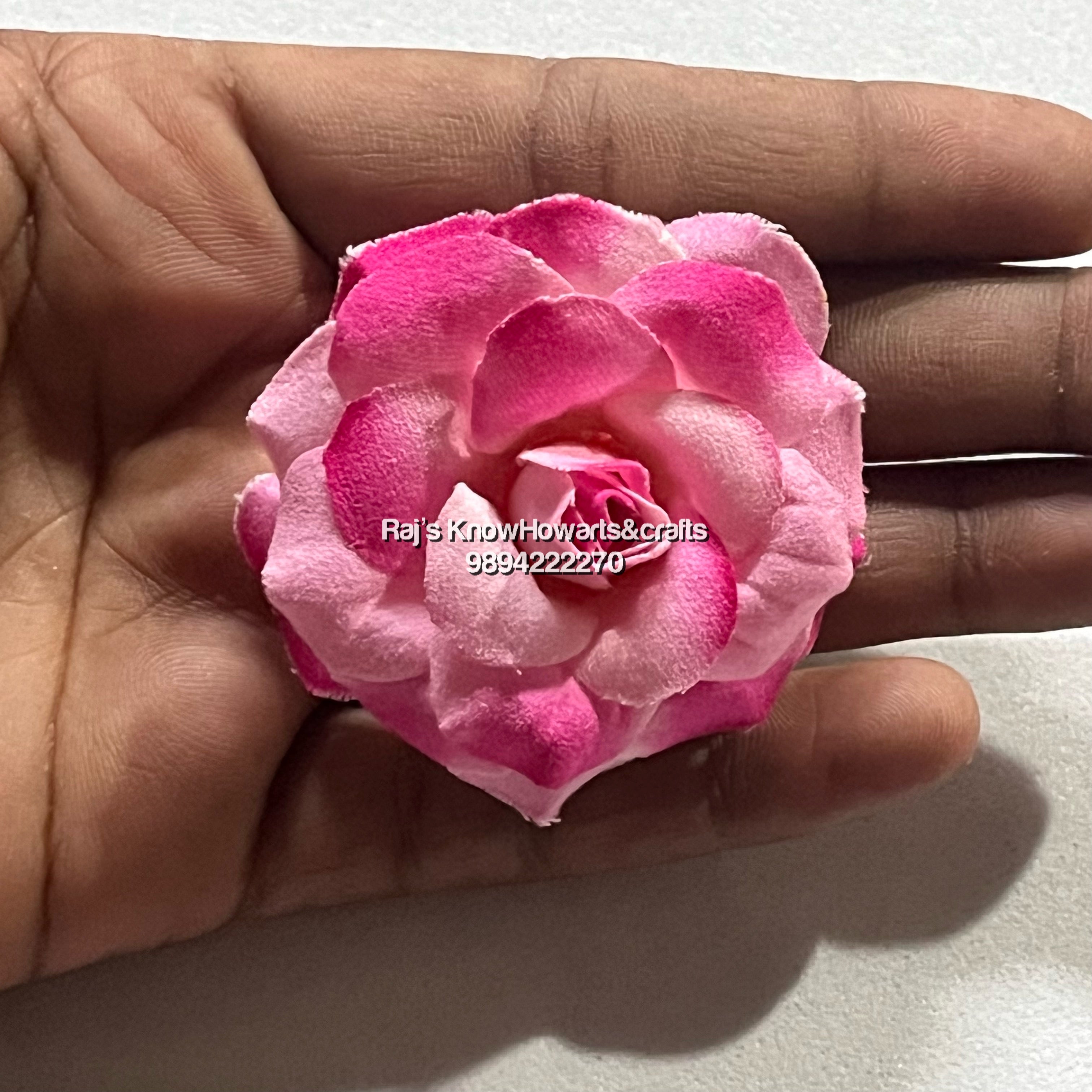 Small size Fabric pink rose  - 10 pc in a pack