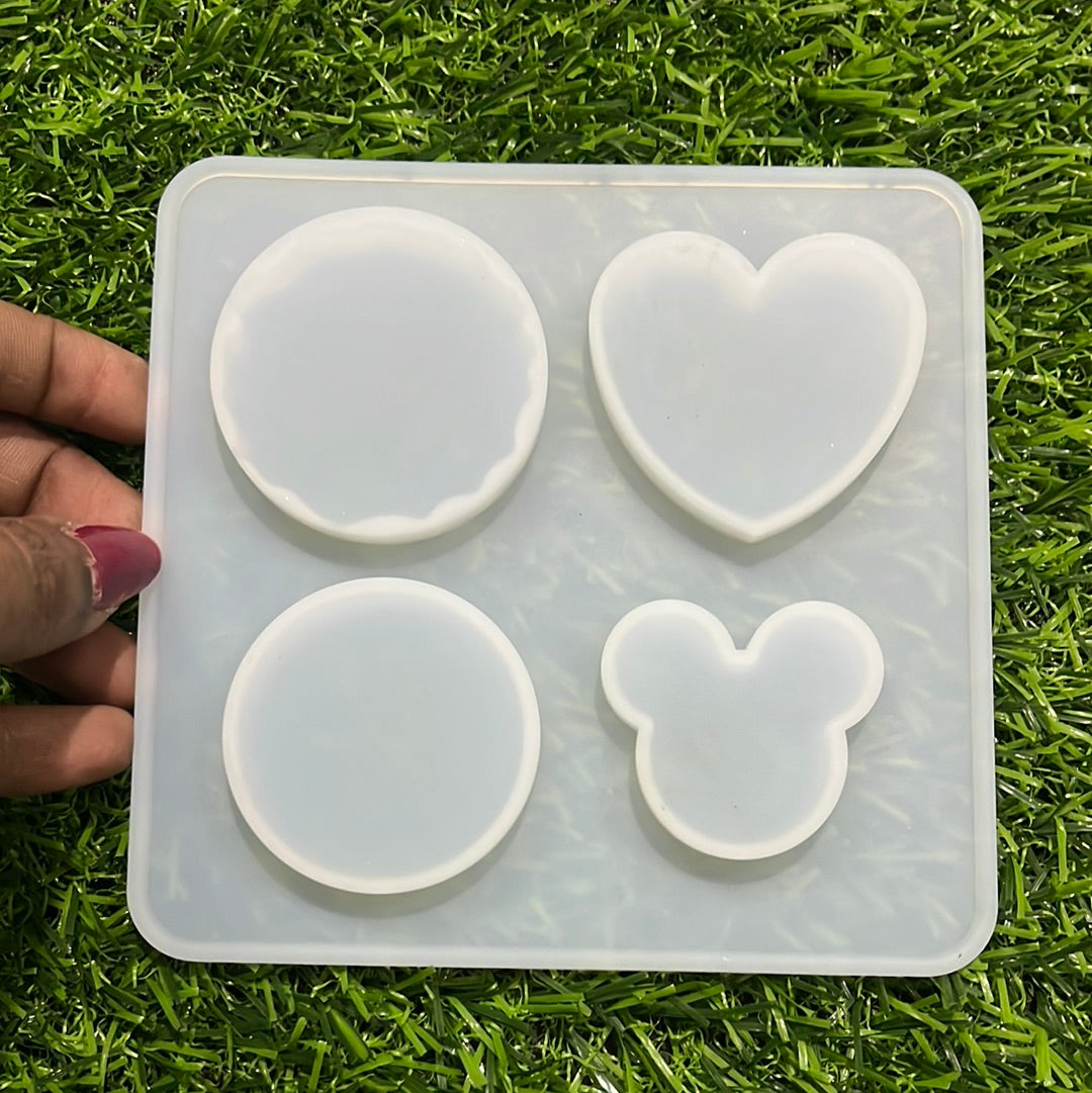4in 1 heart round Resin silicon  shape mold