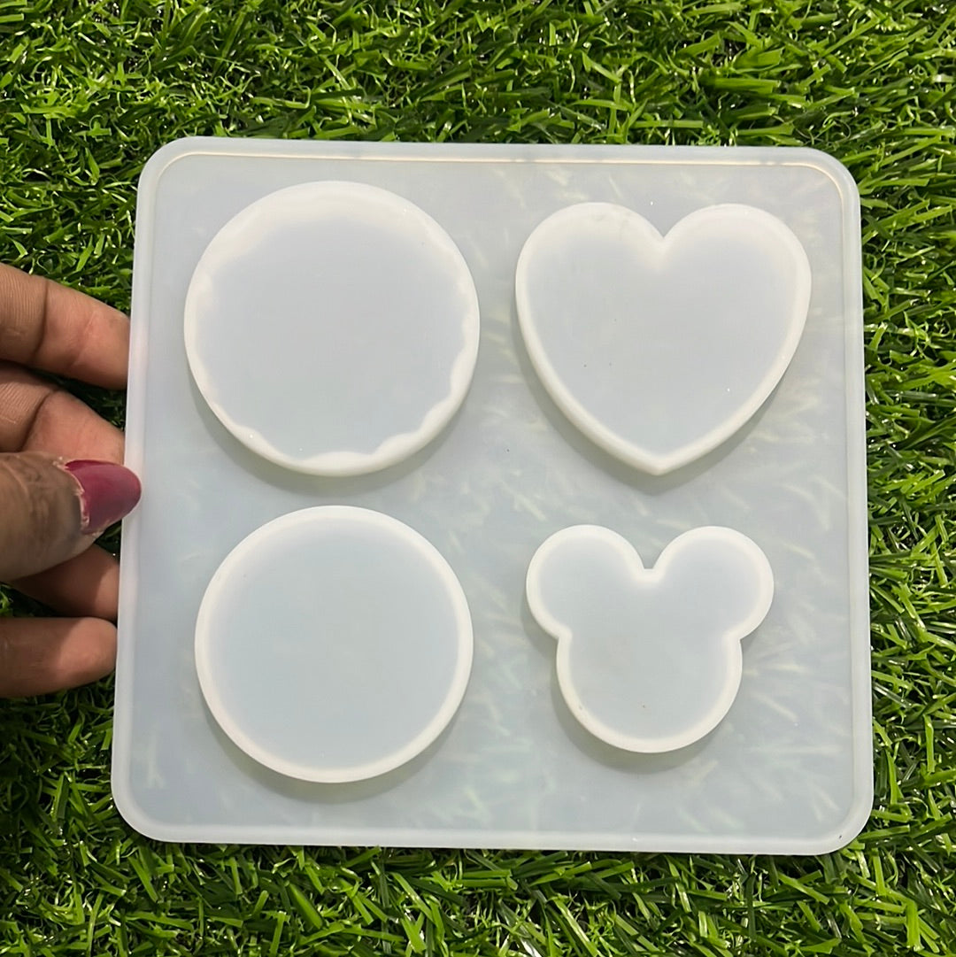 4 in 1 heart round Resin silicon  shape mold