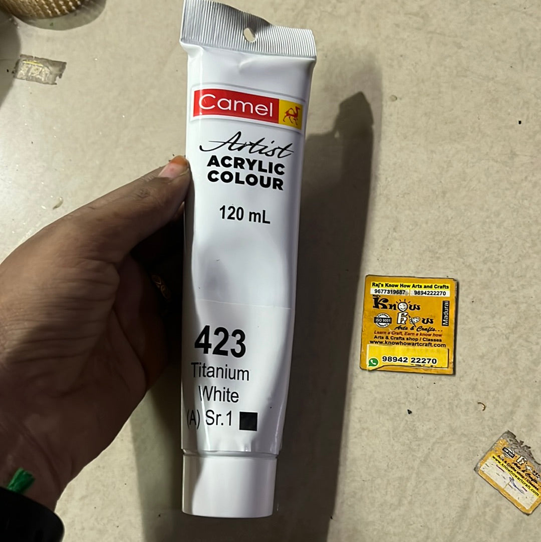 Titanium white -120ml Camlin Artist range acrylic colours – KnowHowArtCraft