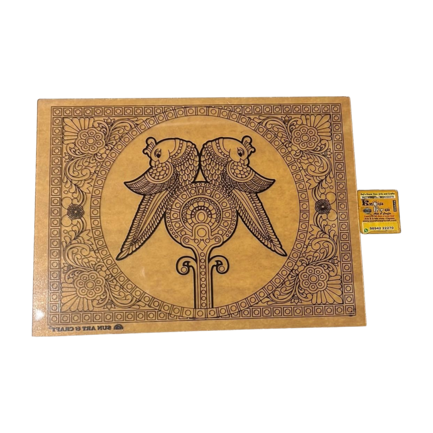 Pair of Parrot tanjore reverse glass painting