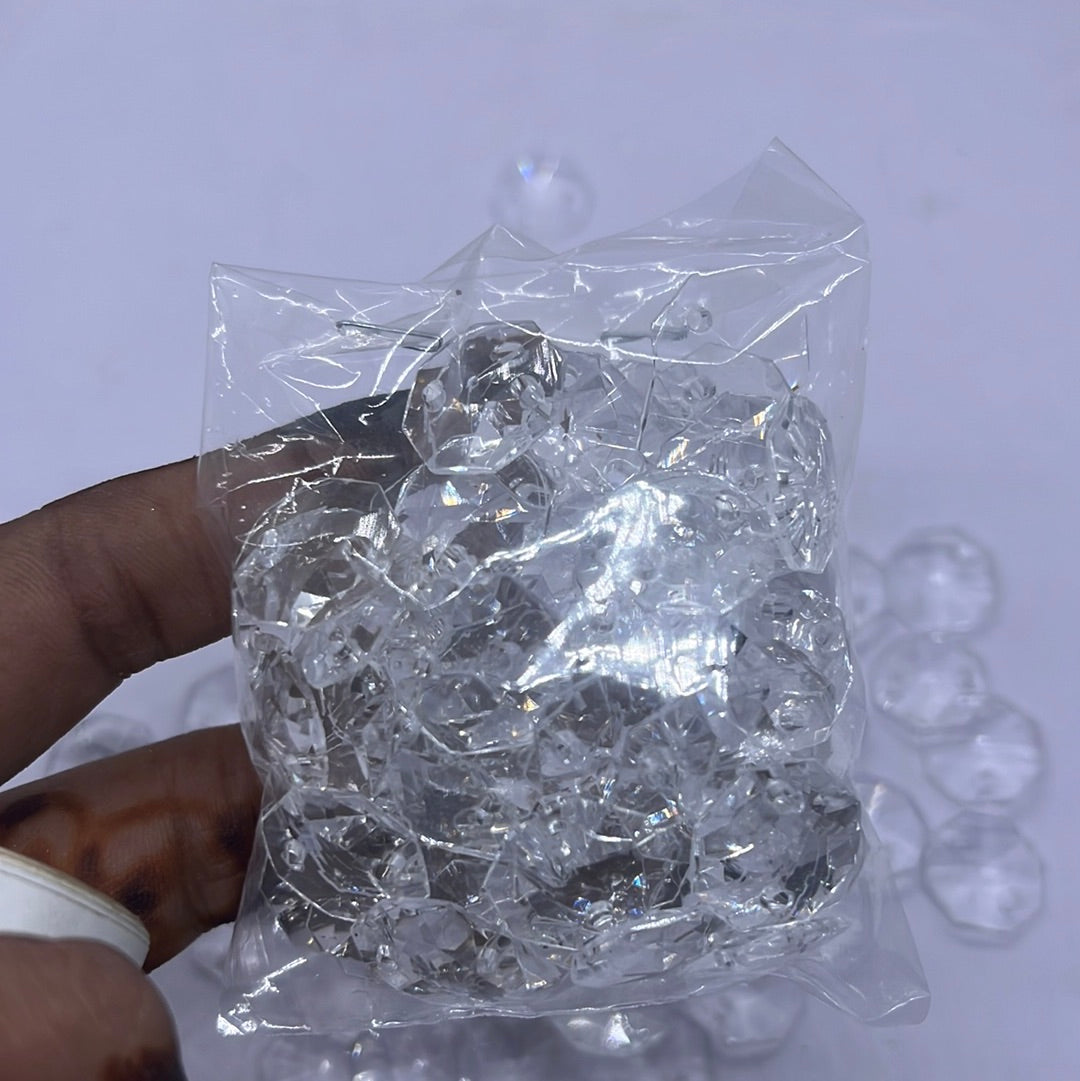 12mm Acrylic Diamond  round flat  - 10g 10