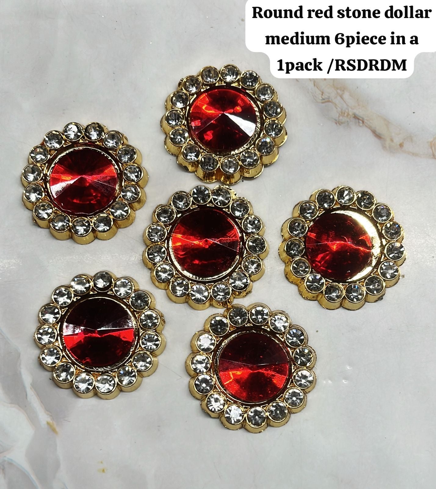 Round stone dollar red medium goddess jewelry -1pack/RSDRDM