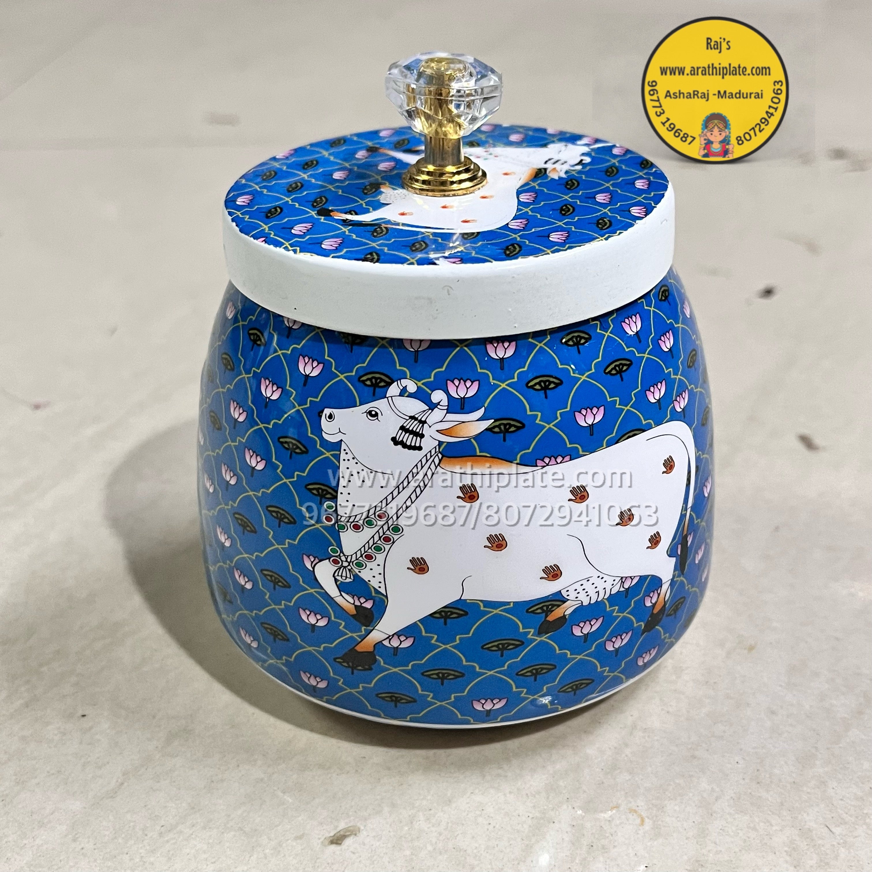 Assorted Pichwai cow printed jar -1 piece