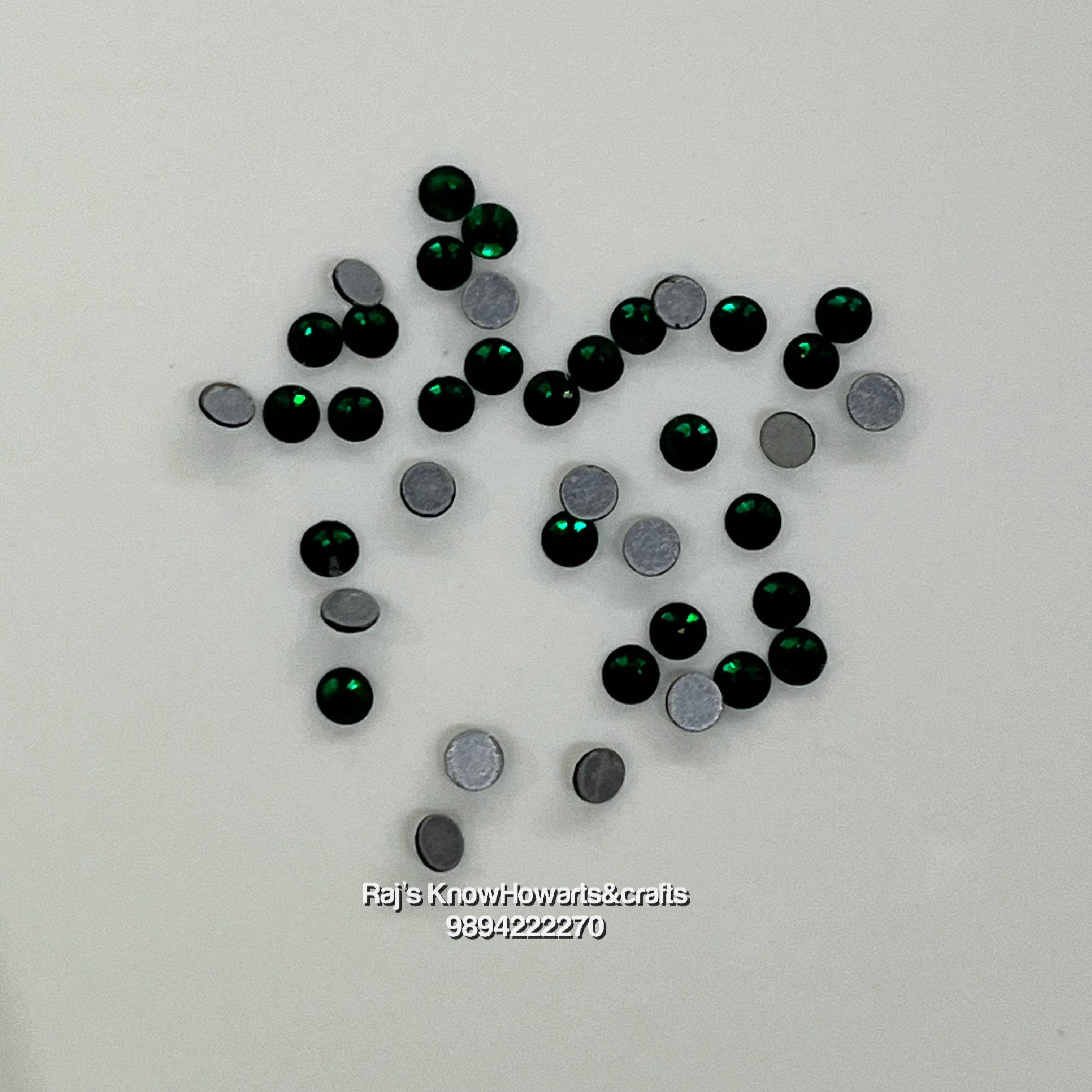 SS16 4mm flat AD round green stone American diamond Kundan stones 40 STONES IN A PACK-FAD16