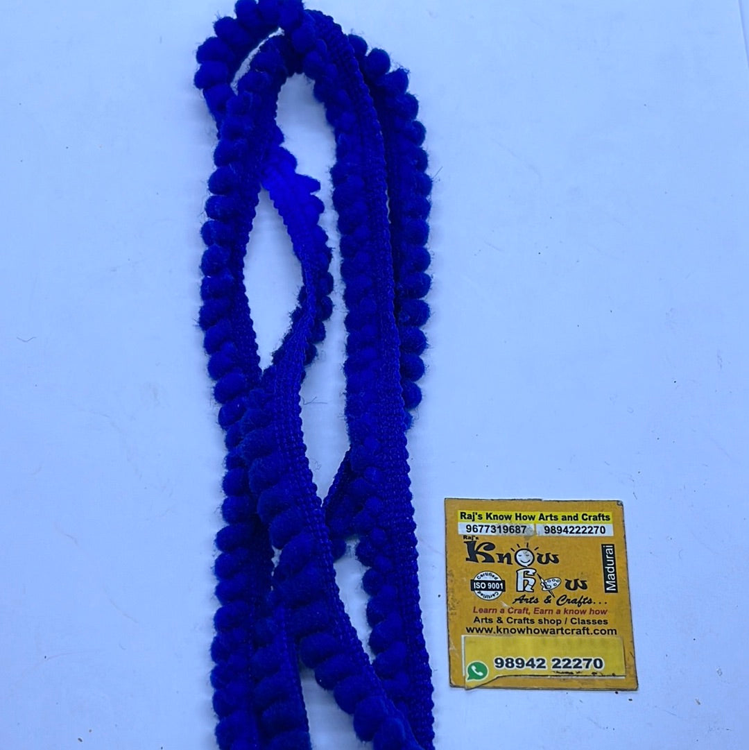 Dark blue cotton dyeable PomPom lace - 1 meter