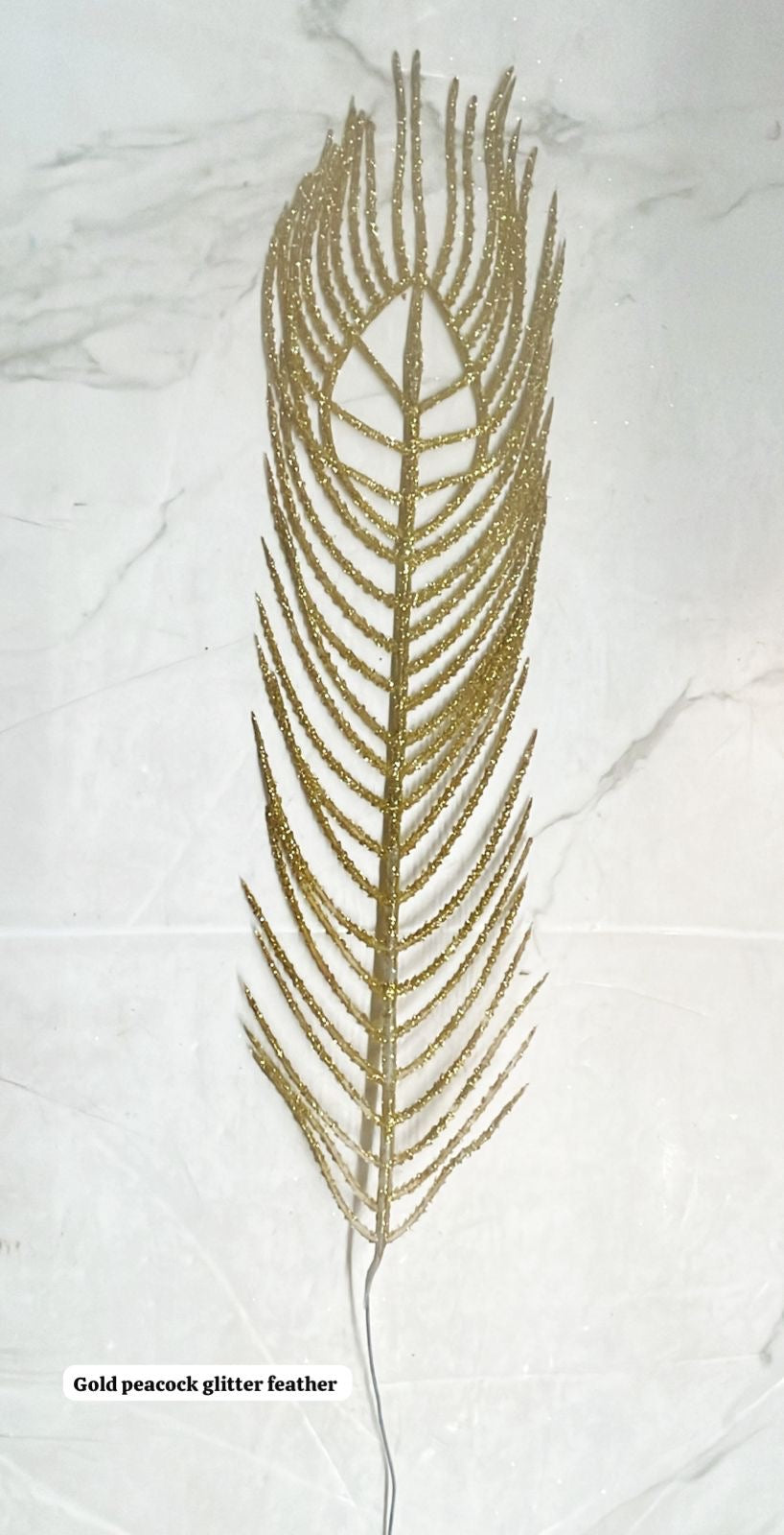 Golden glitter Peacock feather-1pack