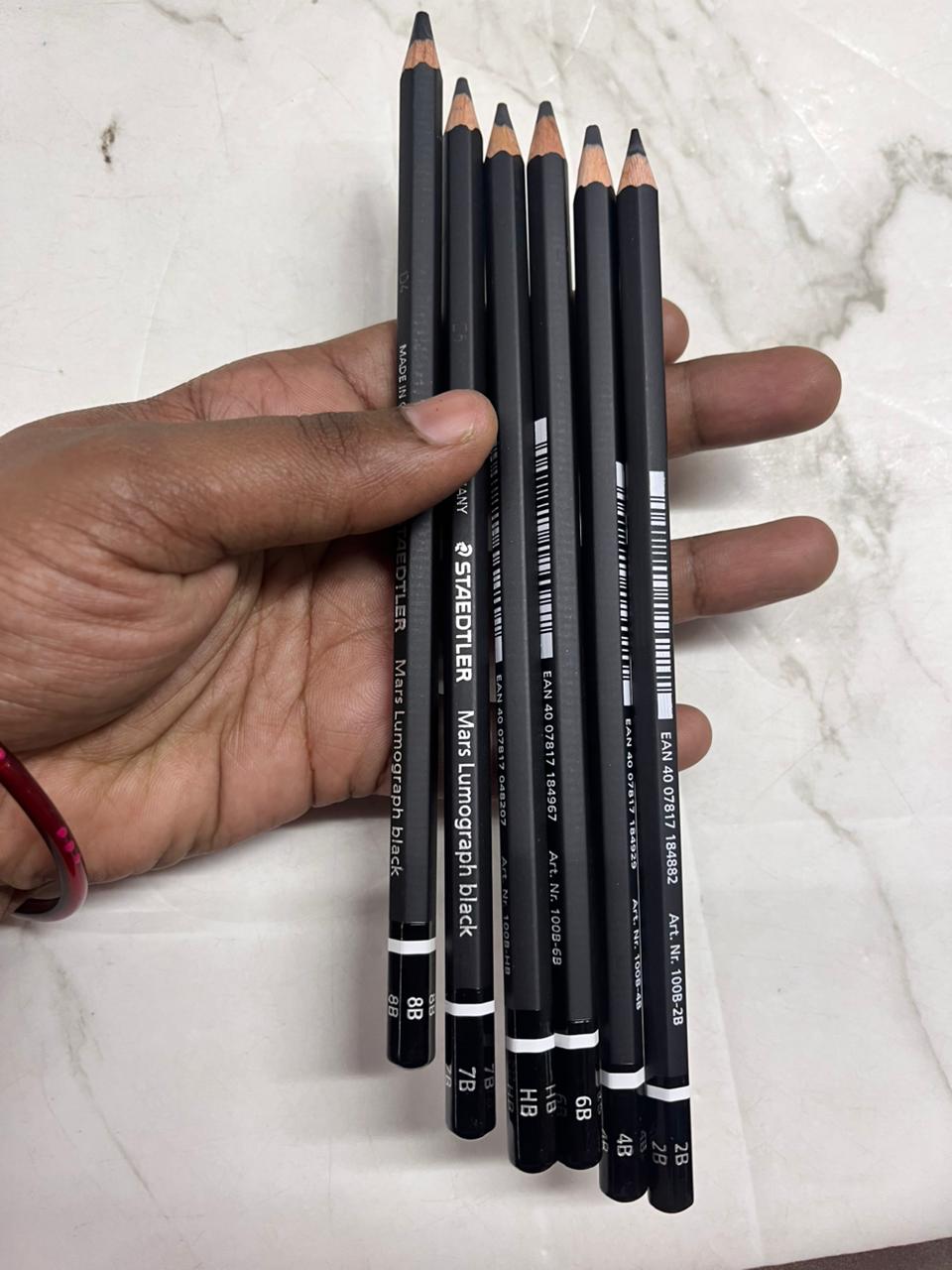 6 Assorted Staedtler Mars Mumograph drawings pencil set black -5568