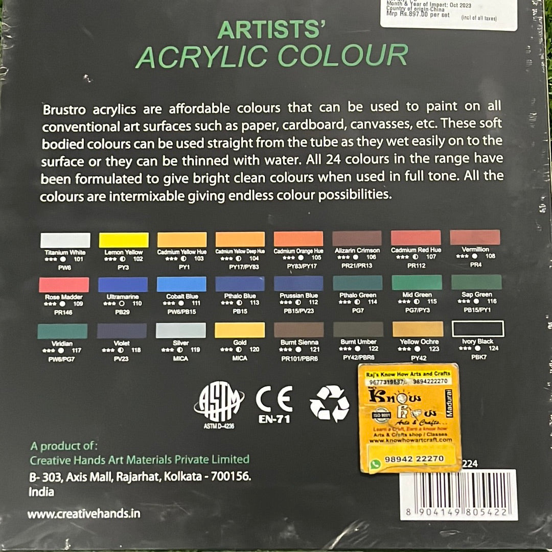 Brustro Artist Acrylic Colour 24shades