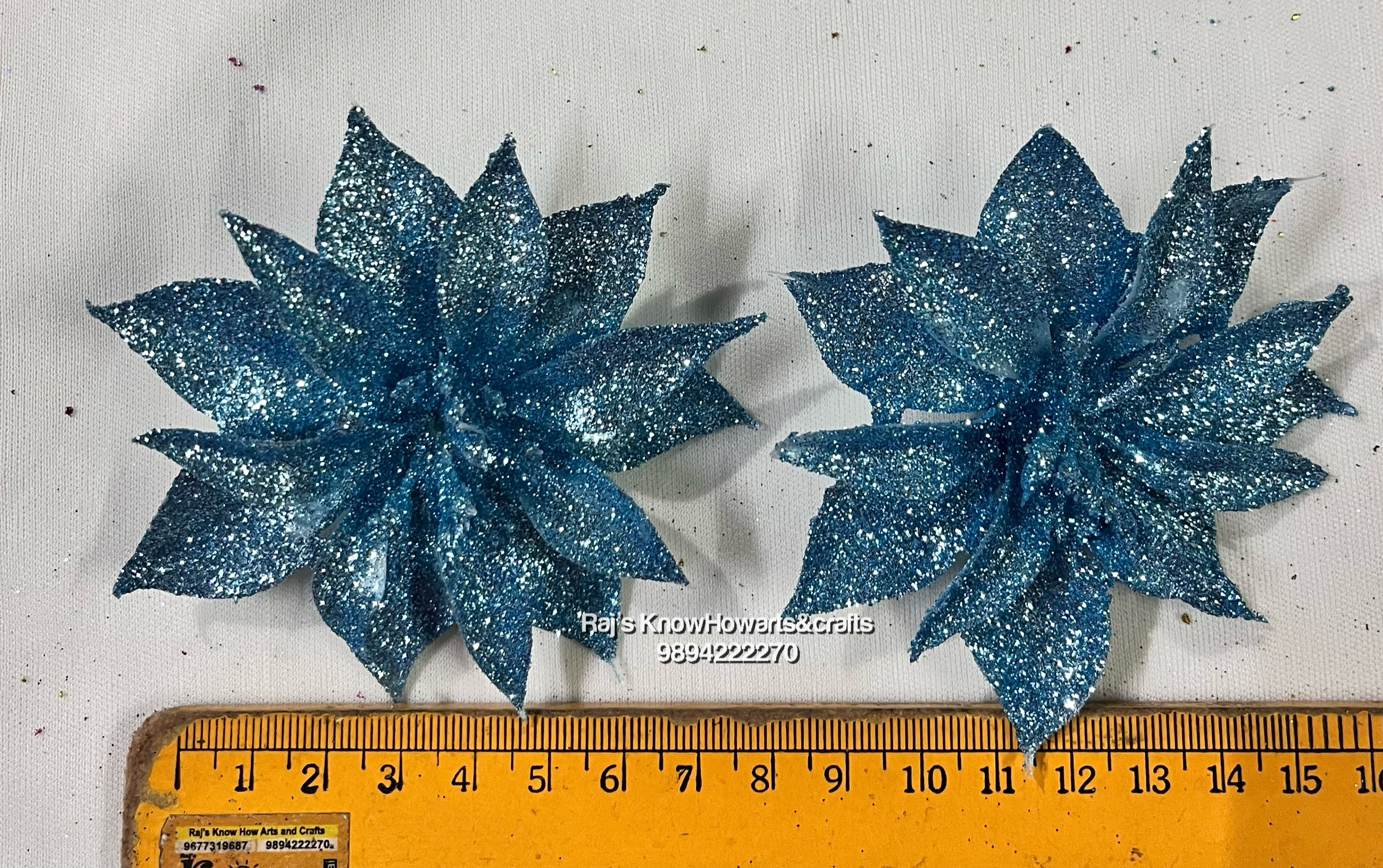 Blue Glitter flower - 2 pc