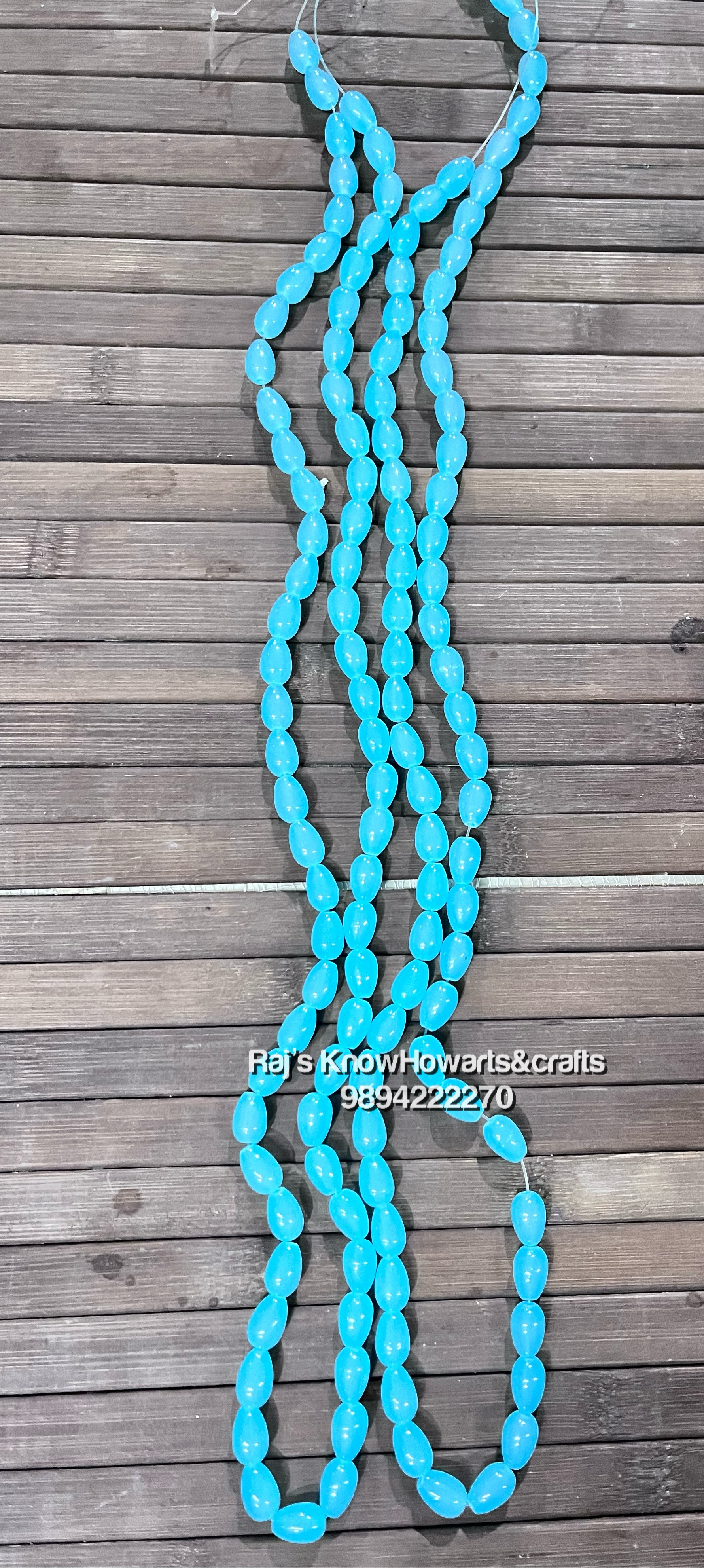 Bracelet beads sky blue colour - 1 line