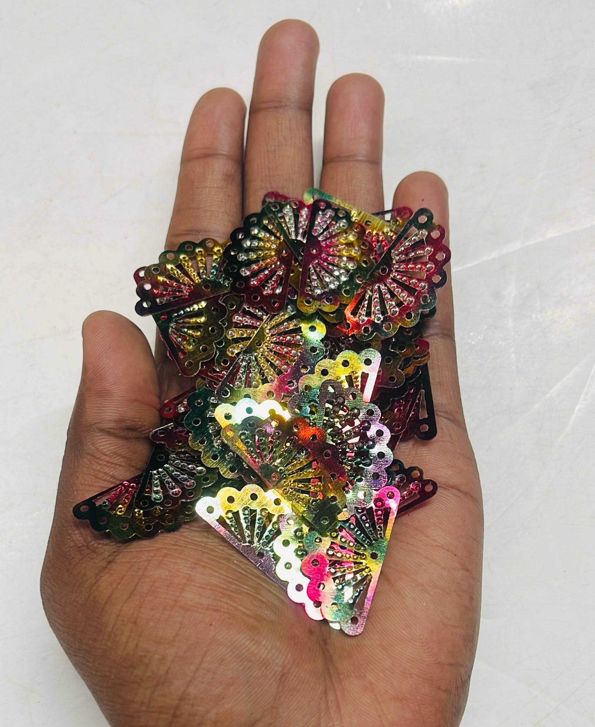 Rainbow fan shaped chamki 100g-1pack/555C