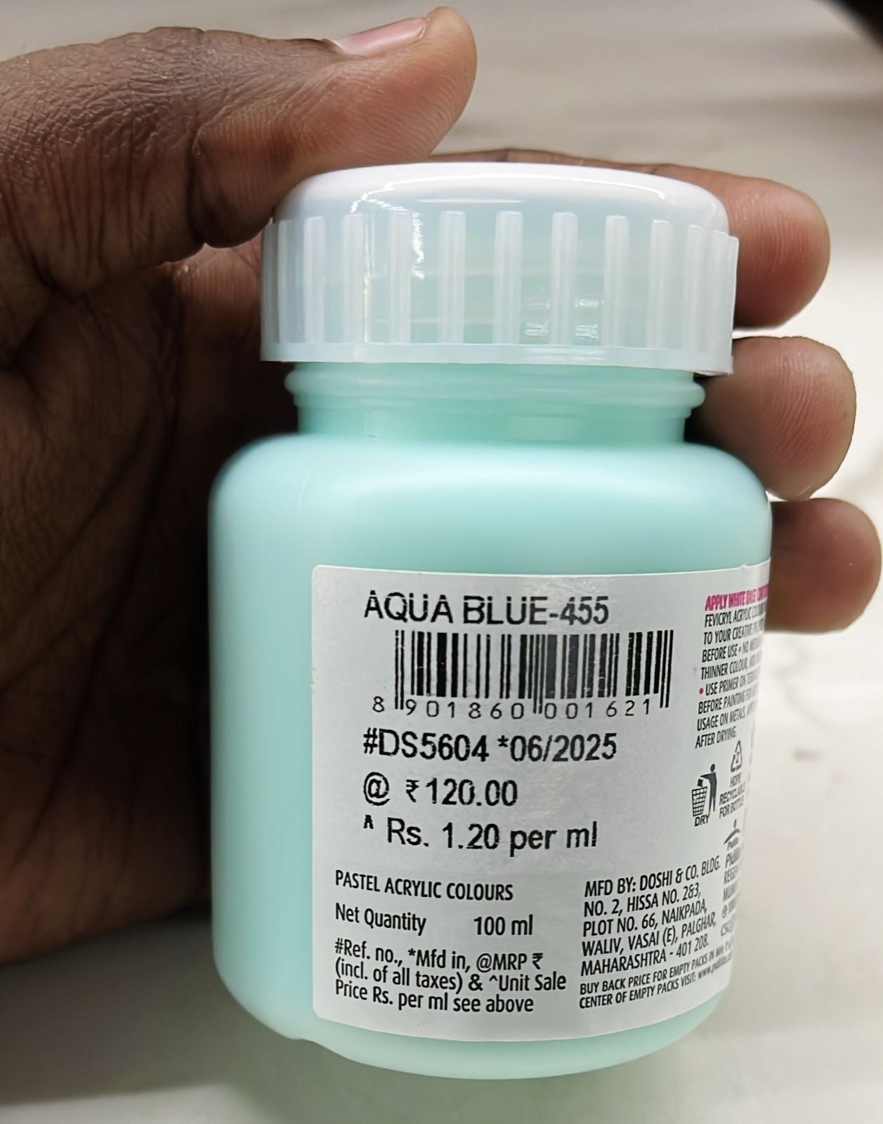 Fevicryl pastel acrylic colours aqua blue 100ml -1pack
