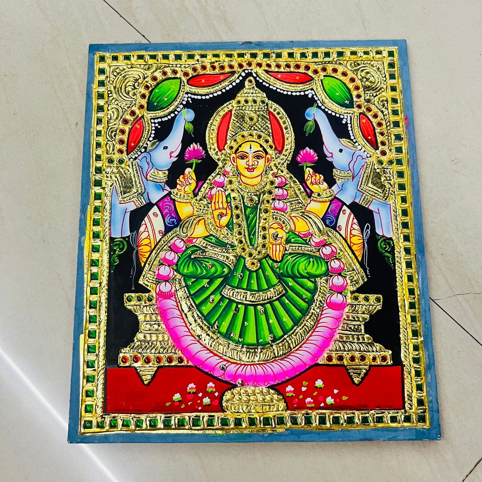 Gajalakshmi Tanjore painting 10x12(15days delivery form payment date)-1pack