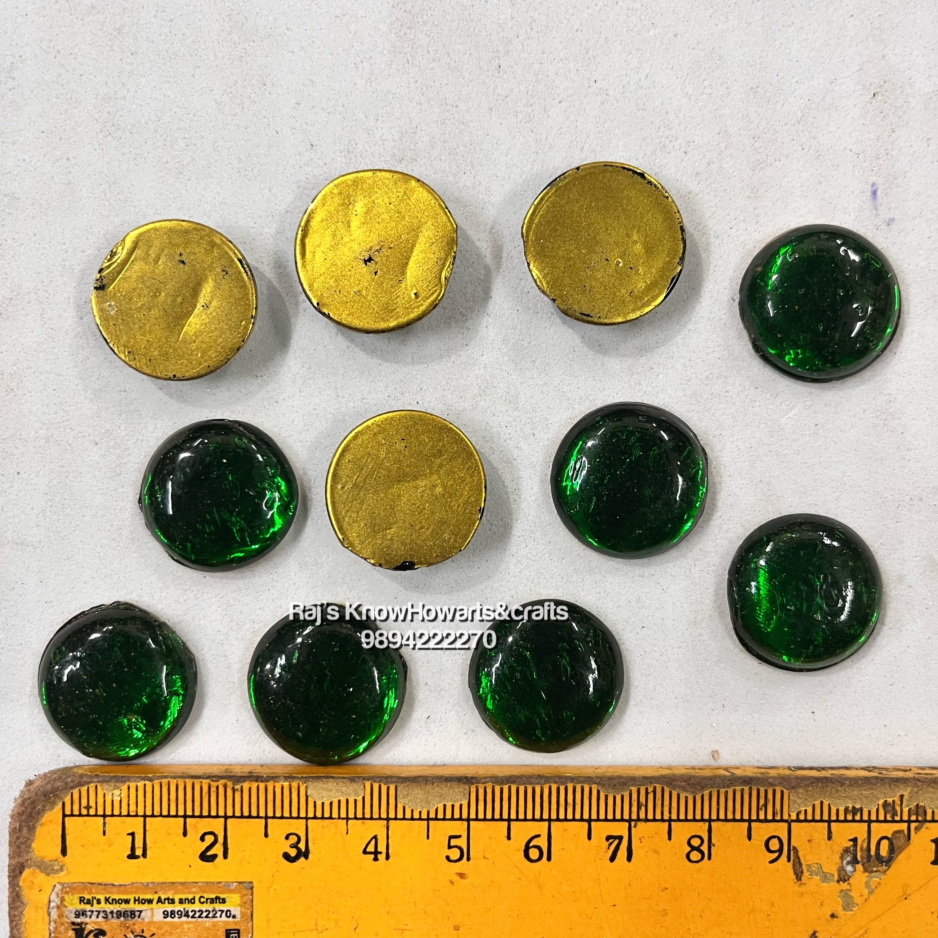 18mm Green Round  Tanjore Painting Jaipur Kundan stones-50 stones in a pack - 18RG