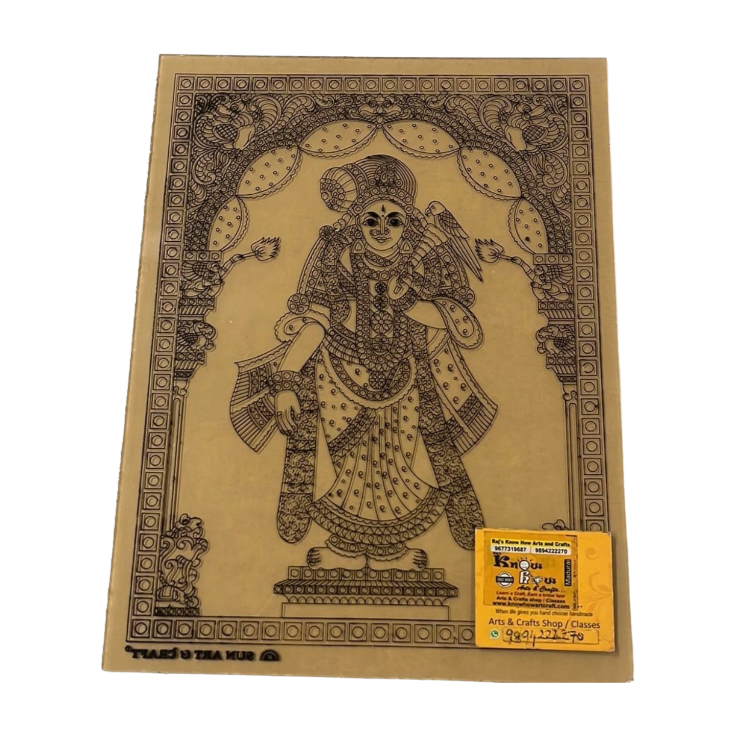 Standing meenakshi Tanjore Reverse Fibre Glass Painting