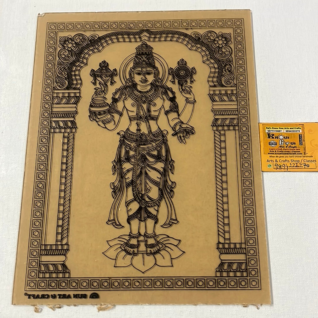 Standing Perumal  Tanjore Reverse Fibre Glass Painting