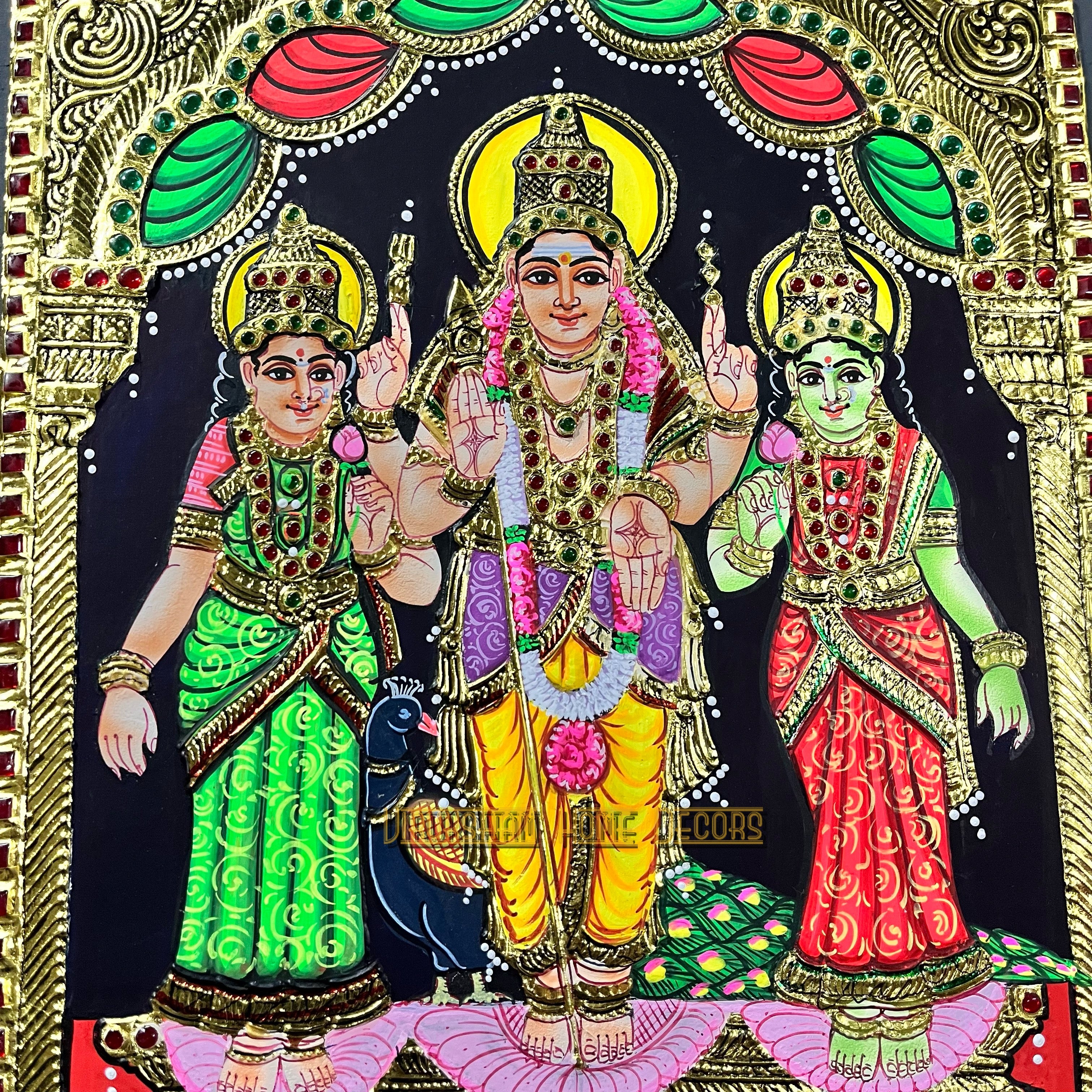 Murugan Valli Deivanai  12x15  Tanjore painting -1 board(15 days delivery time)without frame