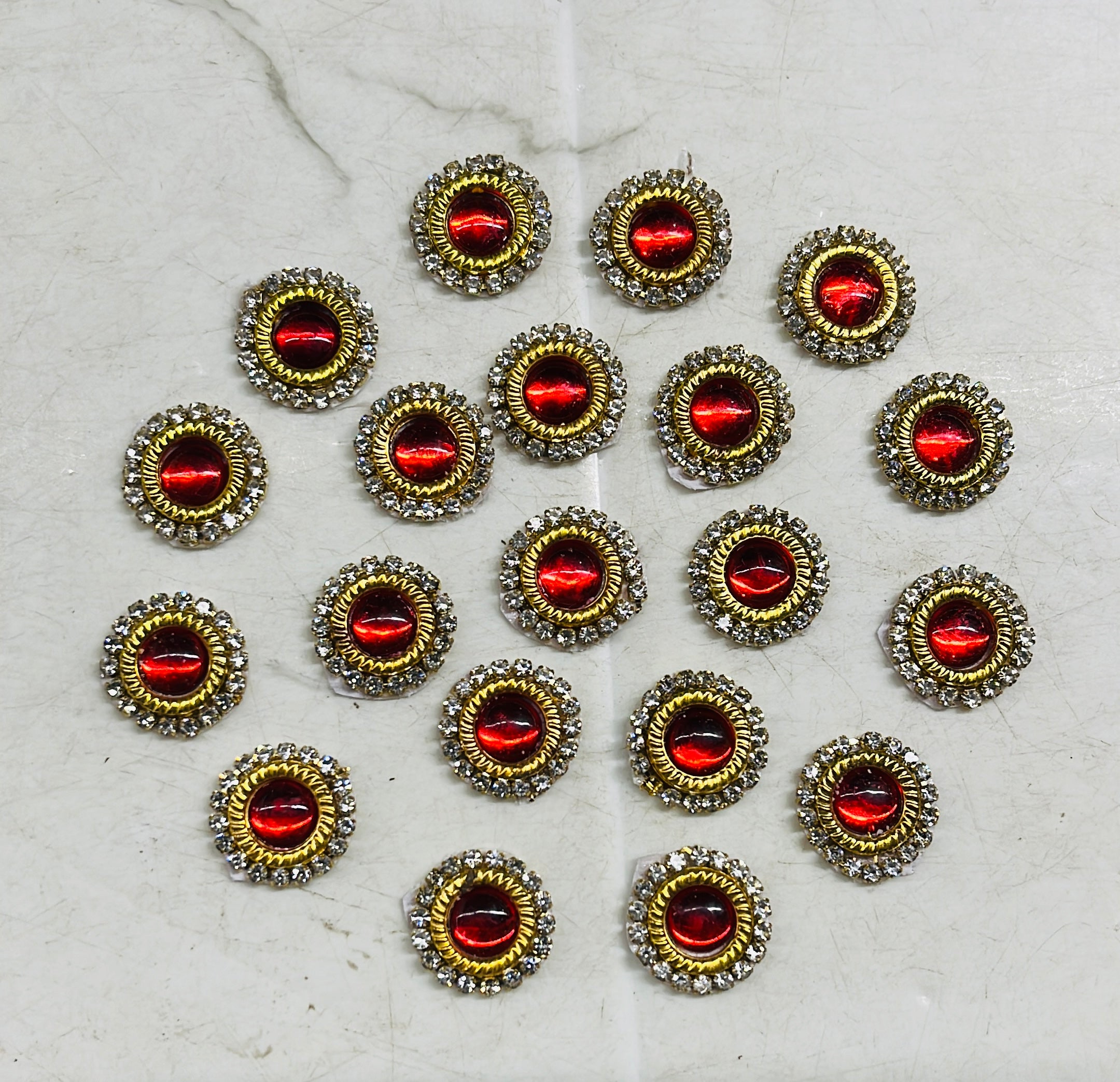 Round Red stone embroidery patch small 20piece in a 1pack /RSEPS
