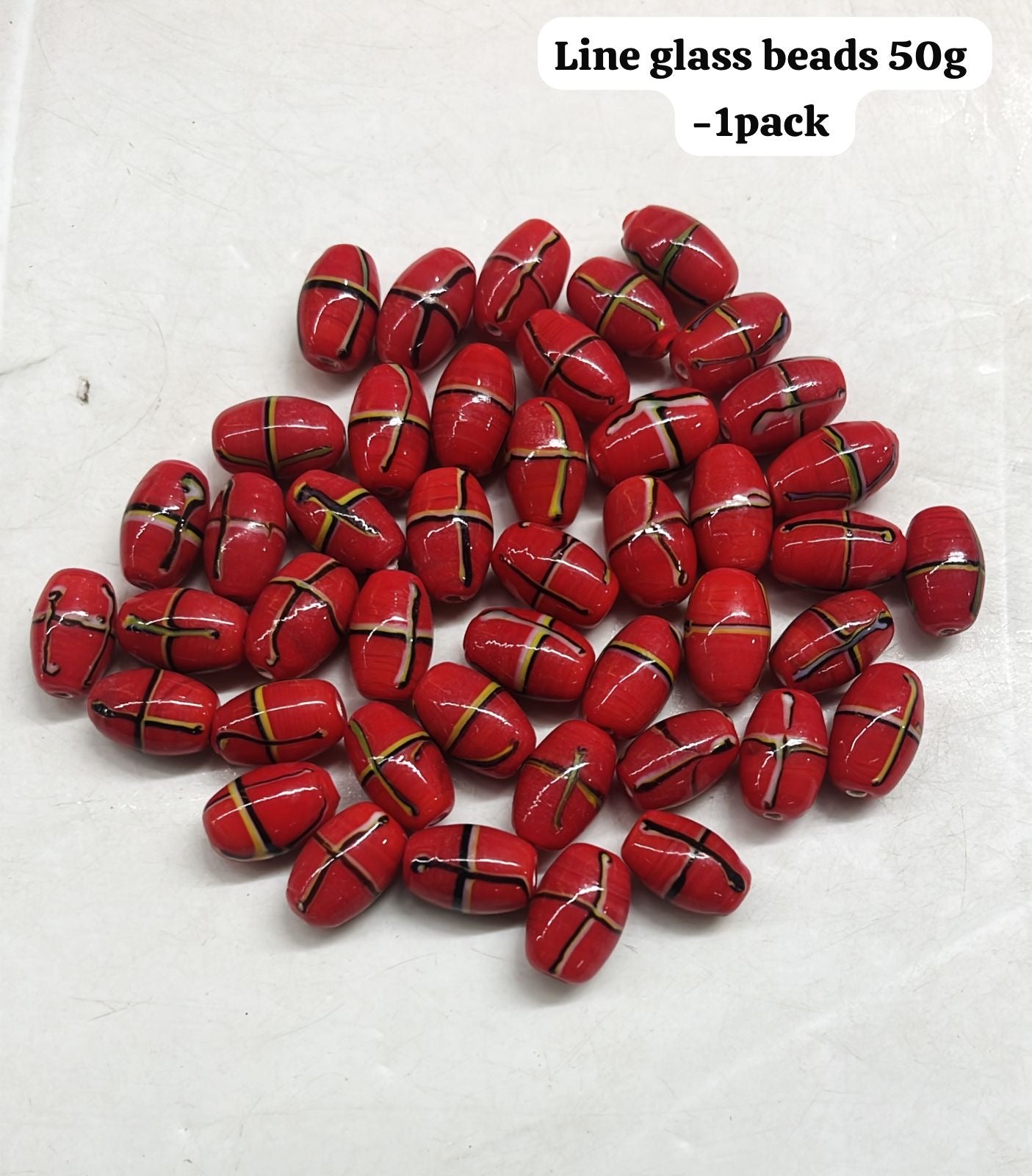 Line glass beads 50g-1pack