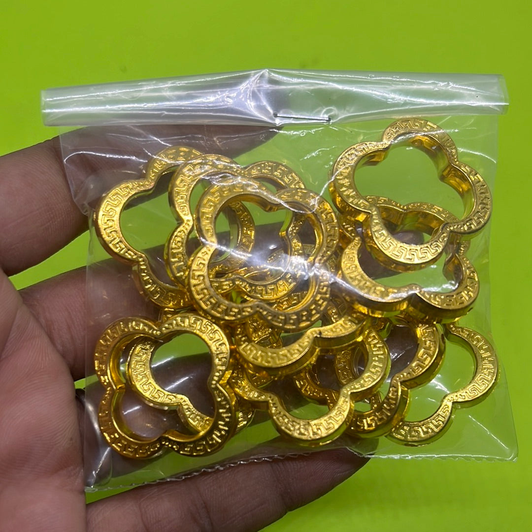 Clover acrylic earing blanks gold  beads more than 25pc