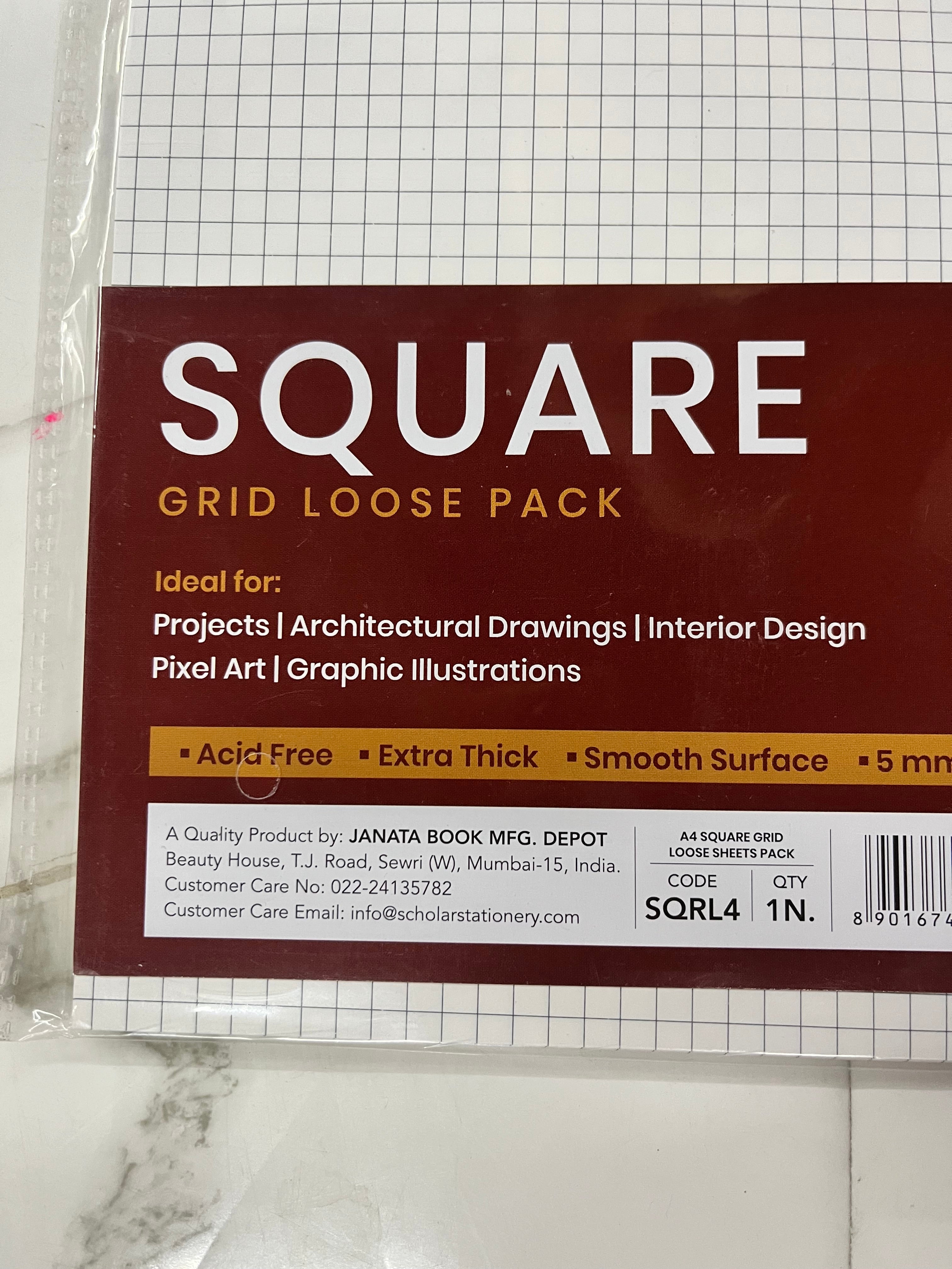 Scholar A4 SQUARE grid loose pack-25 sheets 100gsm