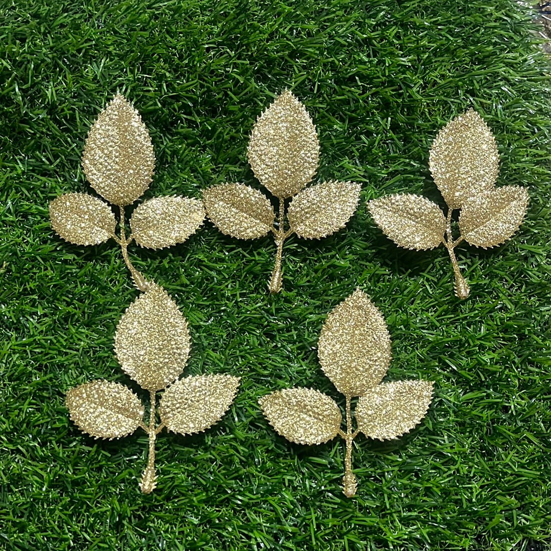 Gold Glitter leaf flower