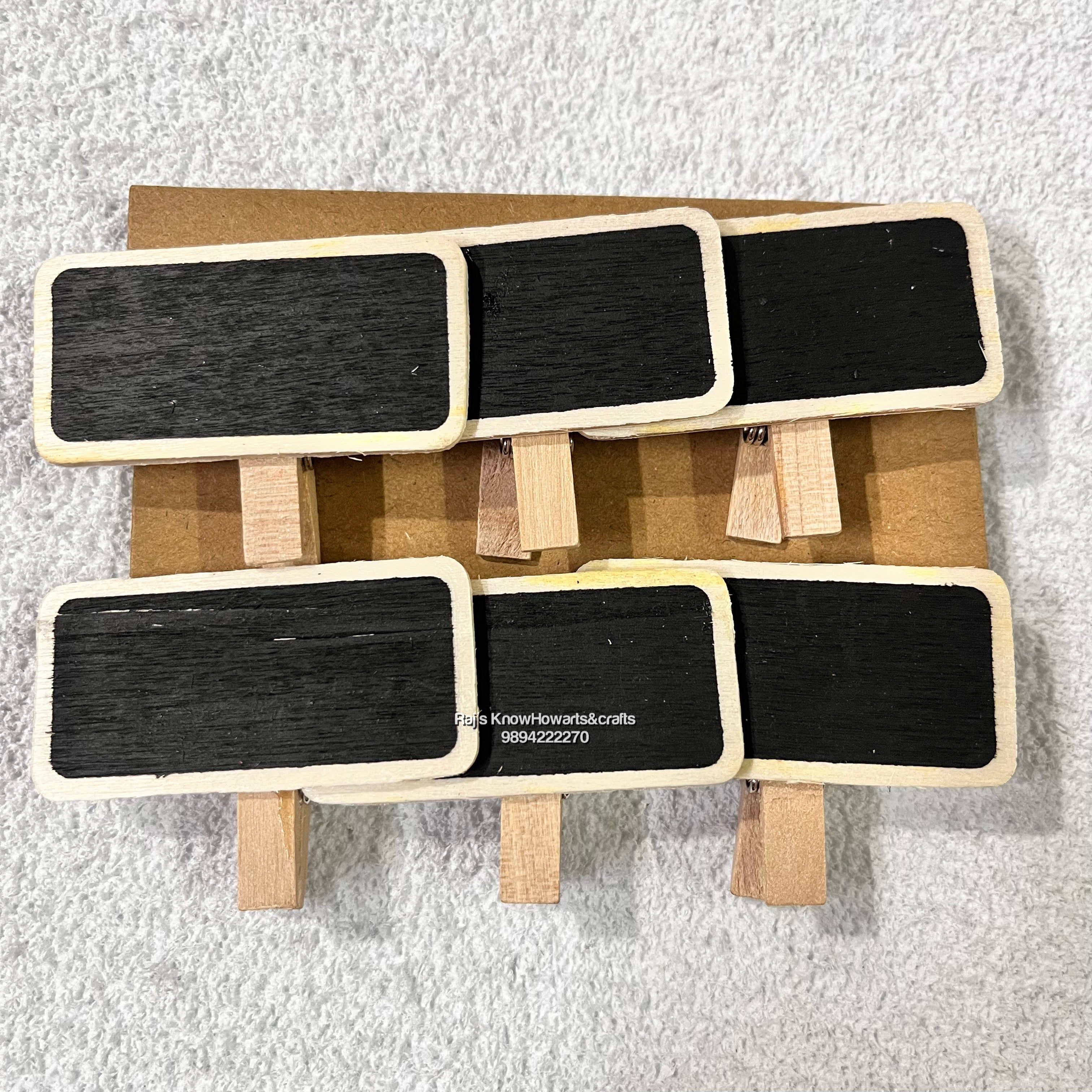 BLACK wooden writing Board  Clip  -6 PC