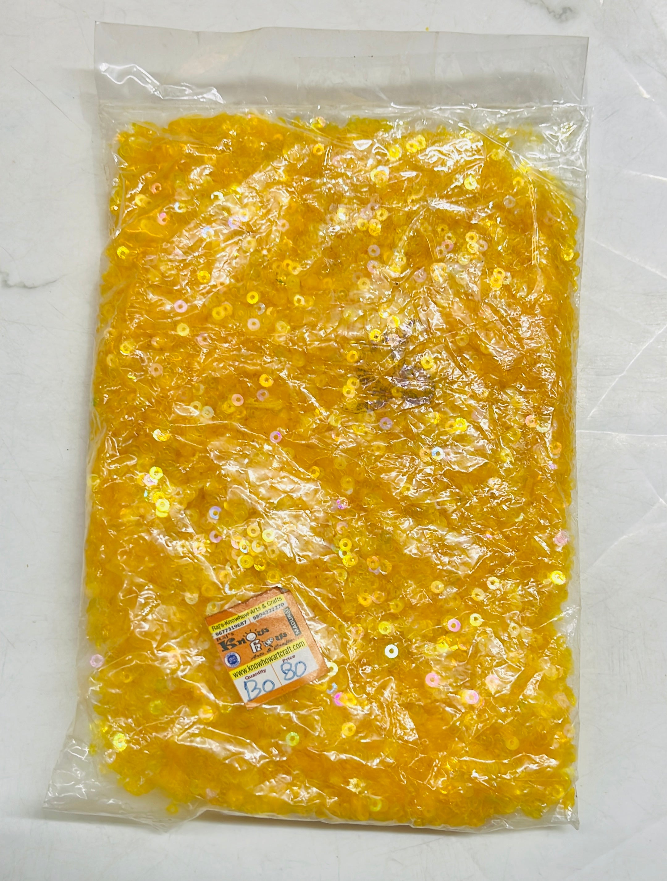 3mm flat sequence shining lemon yellow colour 100g-1pack/555C