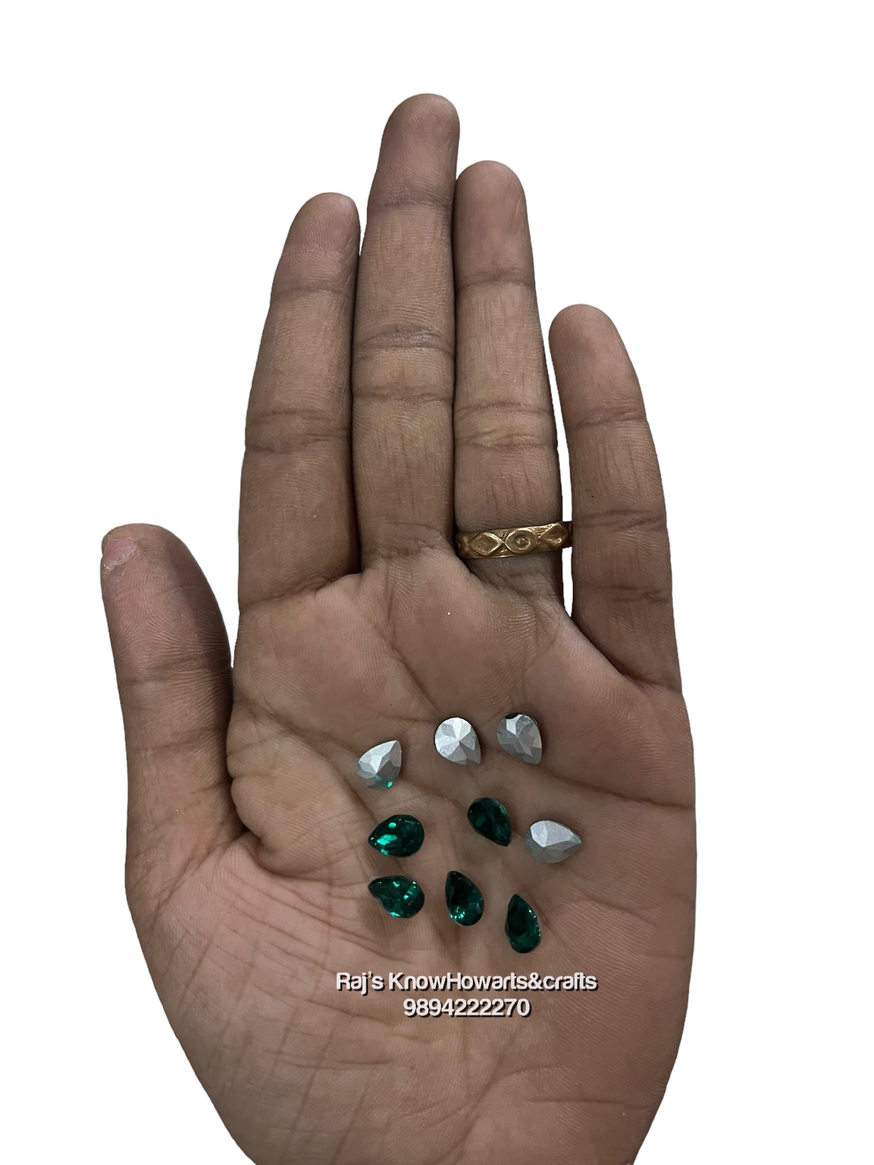 8*6 green Thilakam Tanjore Painting American diamond stones-10 stones in a pack