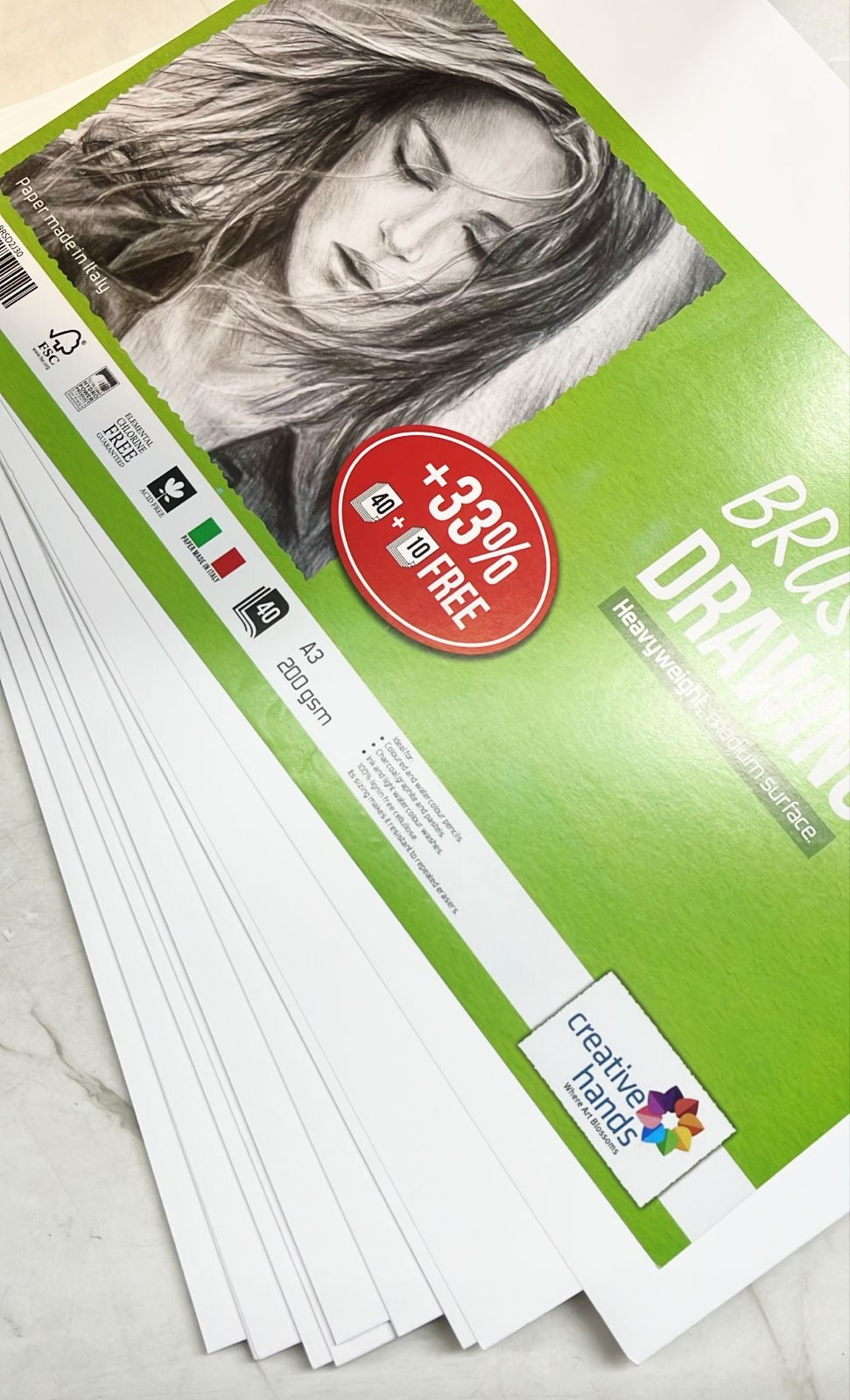 Brustro Drawing papers A3 200gsm 40sheets+10free -1pack/0823