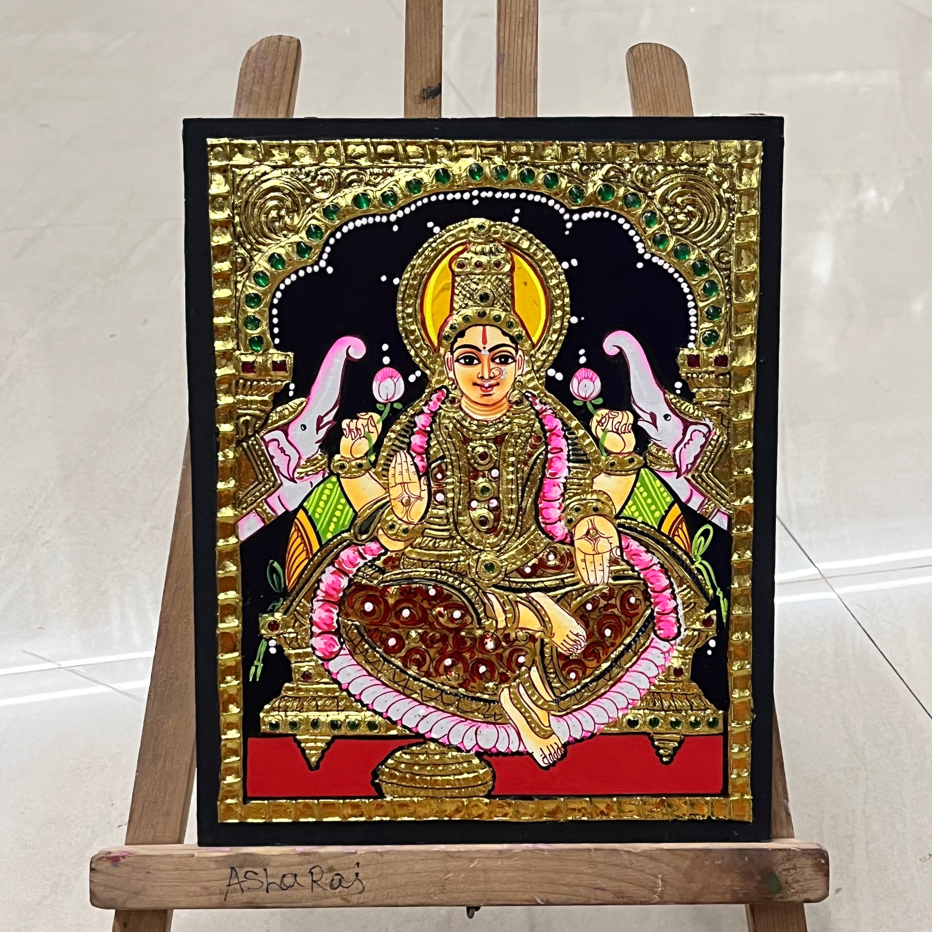 Gajalakshmi different designs assorted 1pack Tanjore painting 8x10 assorted 1pack(15days delivery form payment date)