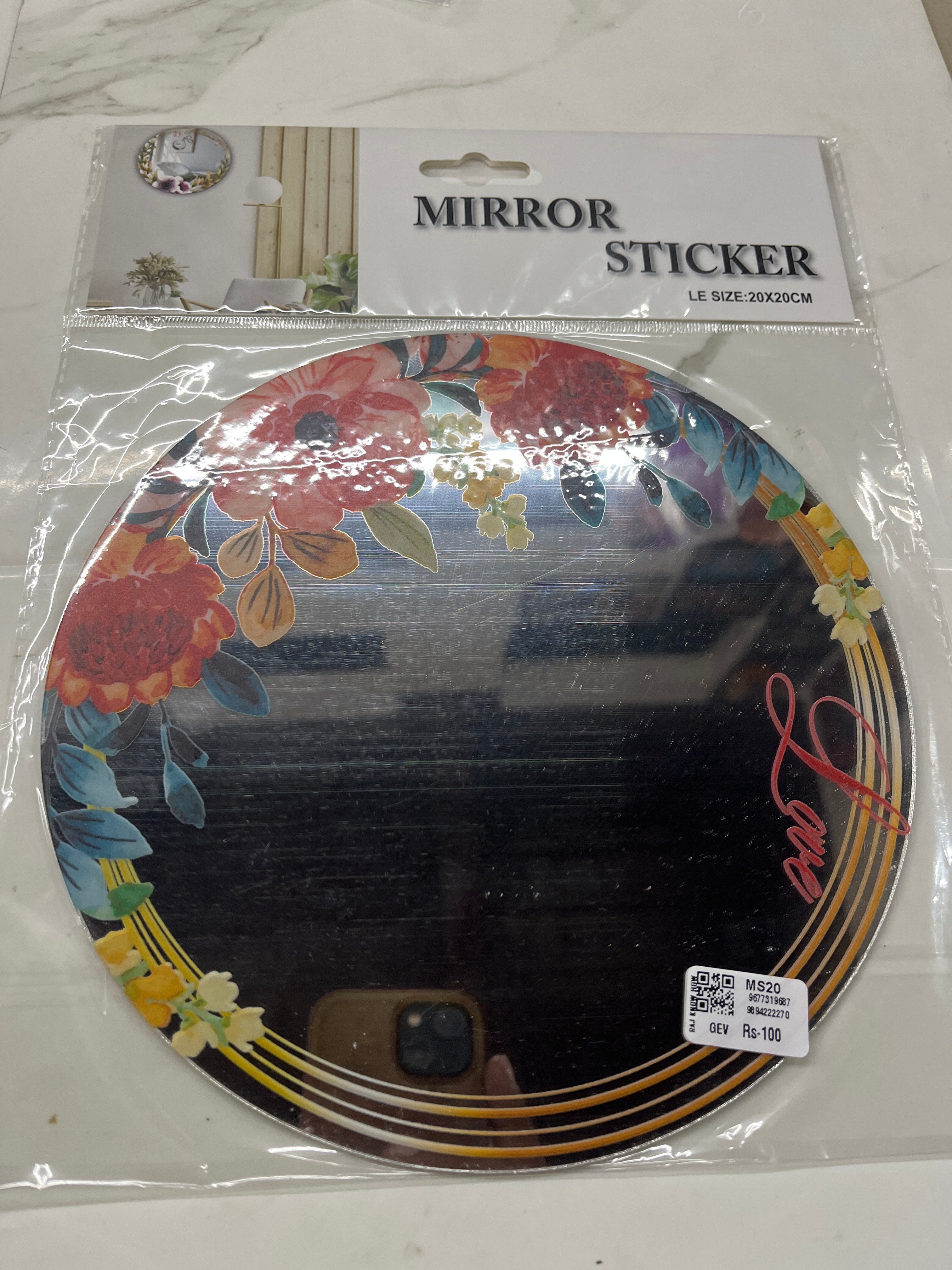 Mirror stickers 8inch 20cm -assorted design 1piece -ms20