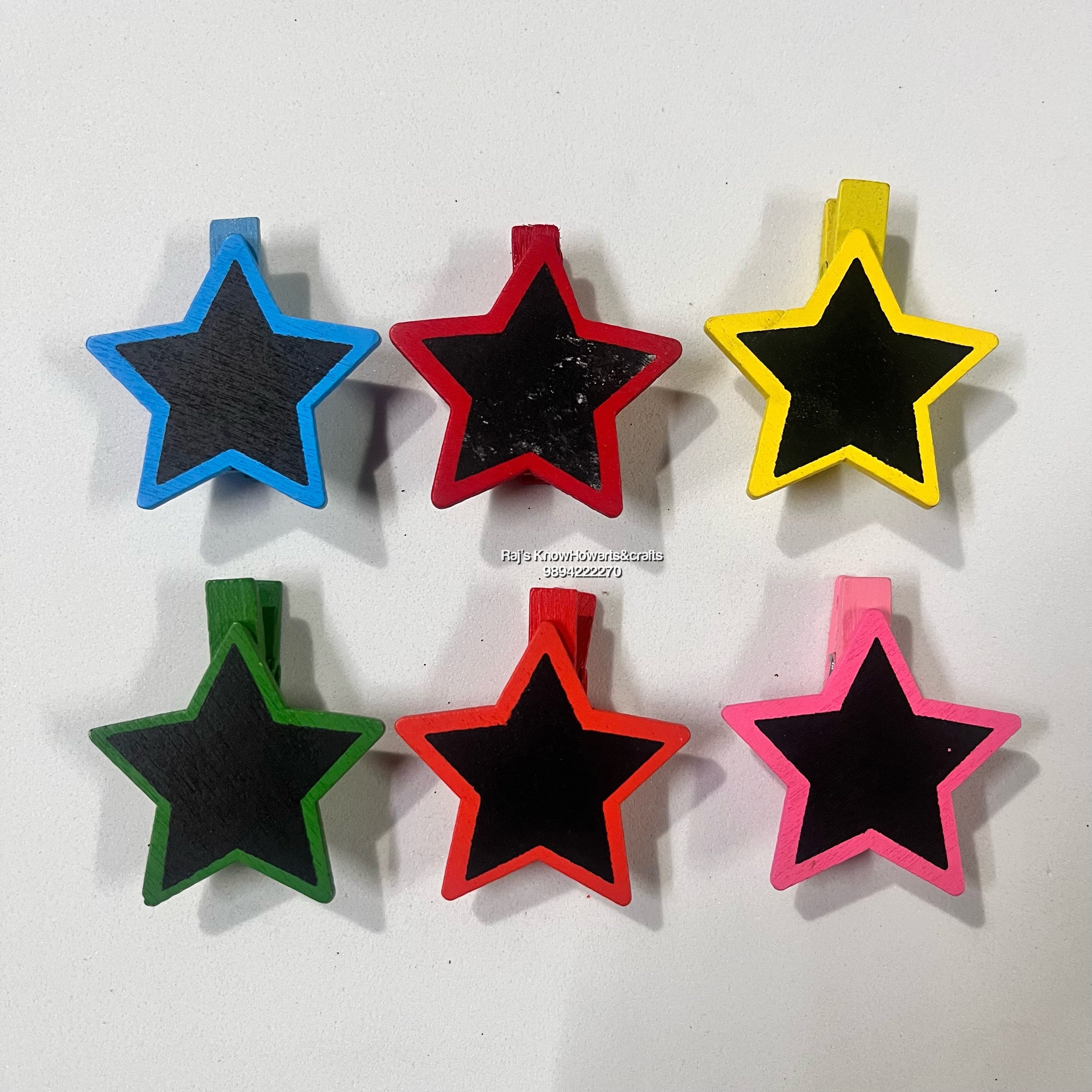 WOODEN BLACK BOARD CLIP -6 PC COLOUR