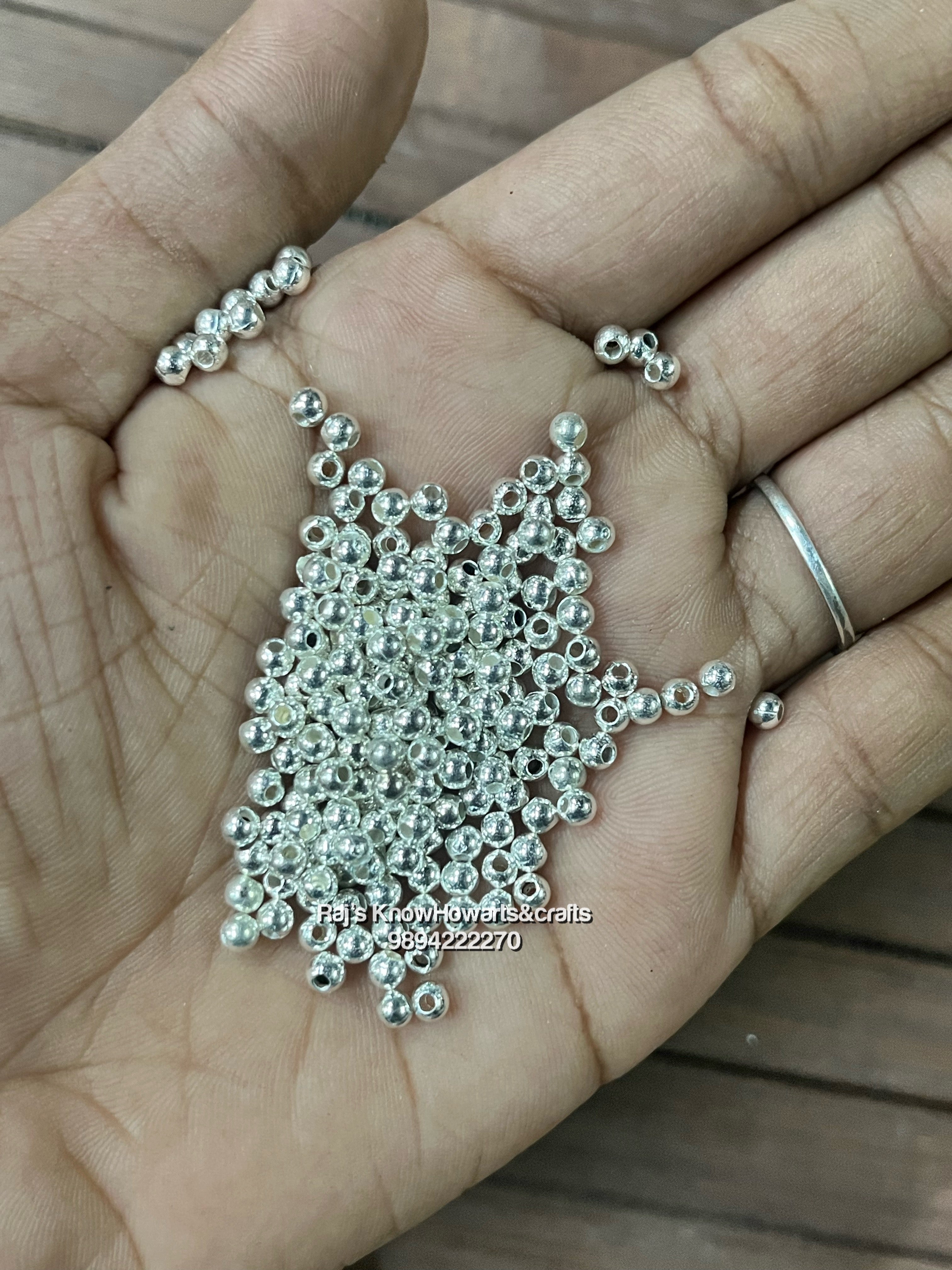 3mm Silver plated round ball spacer beads - 50 g