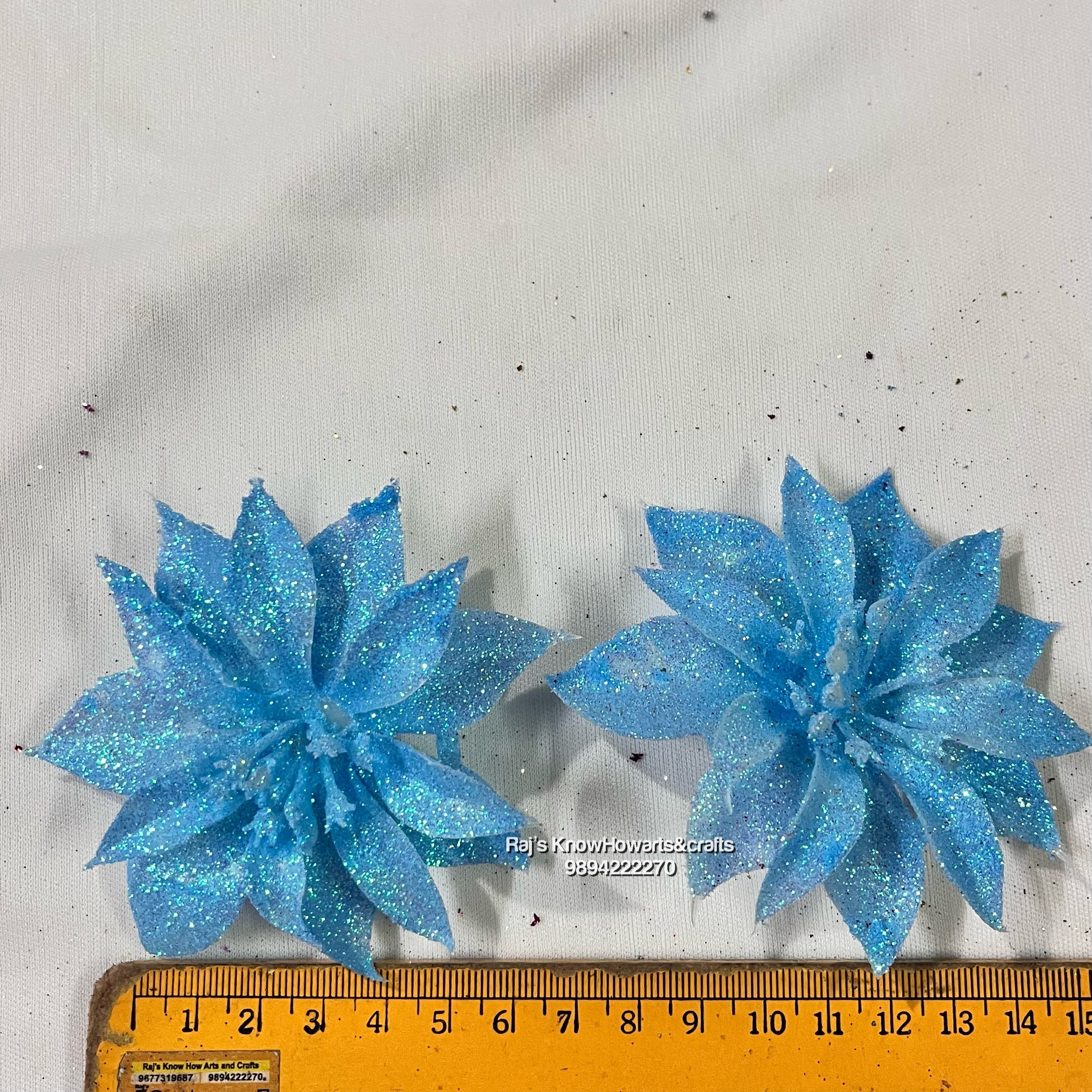 Sky blue Glitter flower - 2 pc