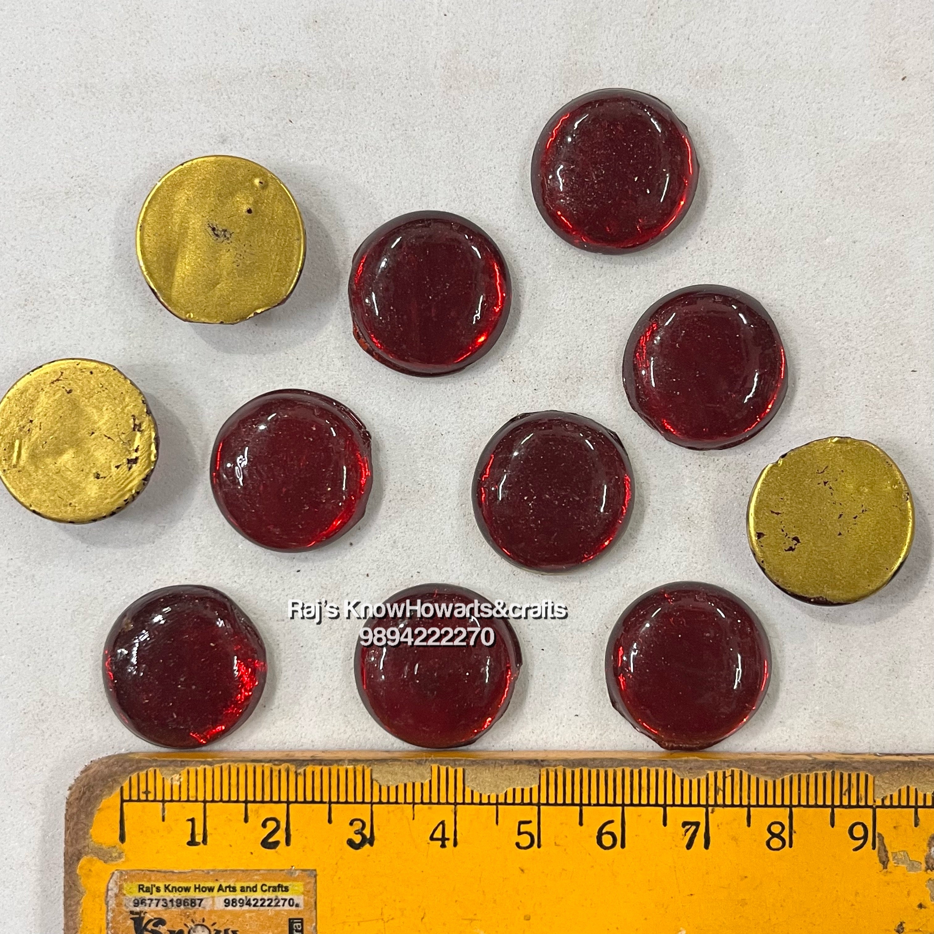 18mm Red Round  Tanjore Painting Jaipur Kundan stones-50 stones in a pack - 18RR