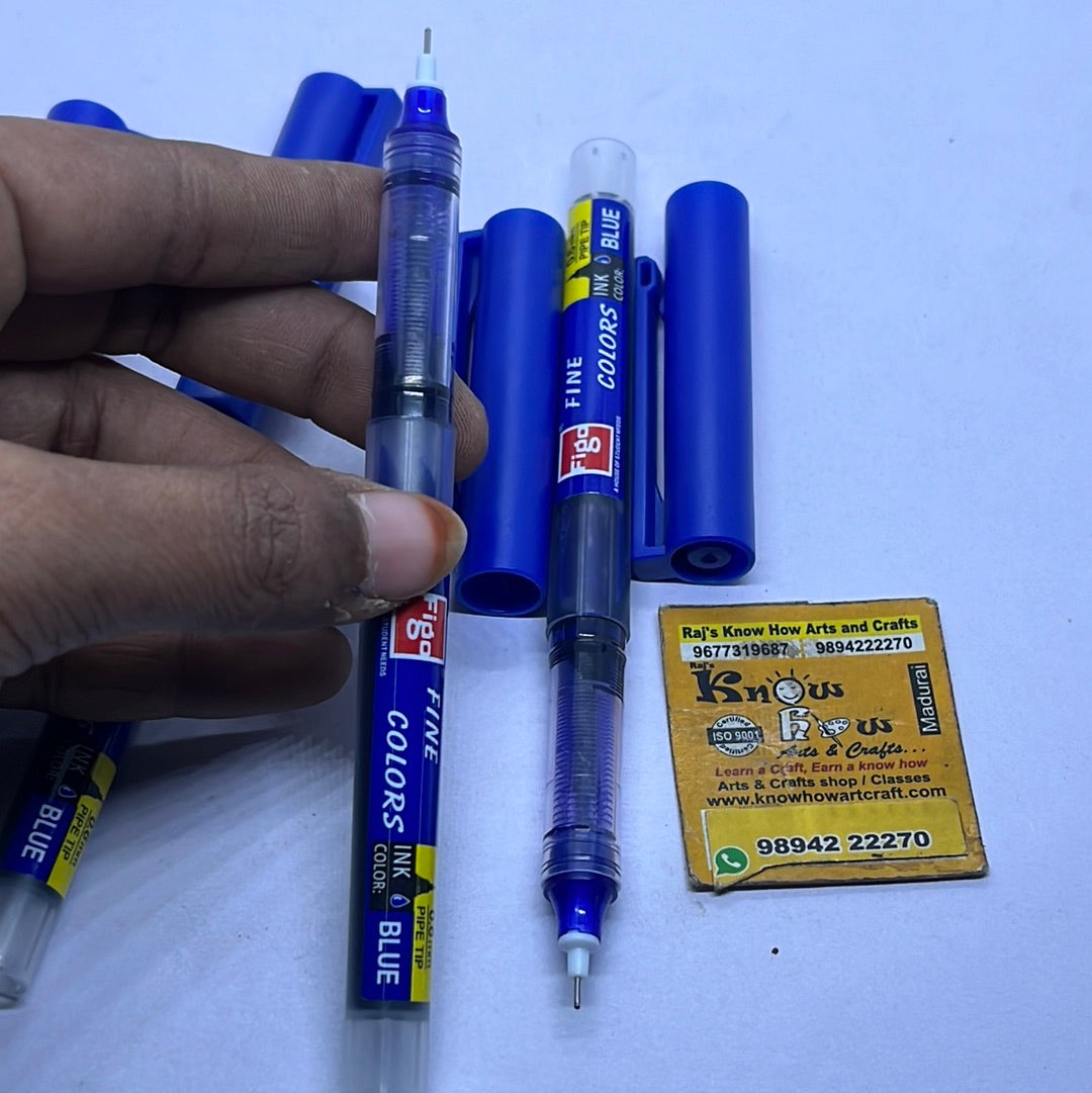 Figo Fine colors ink color blue pen 0.6mm 10 nos
