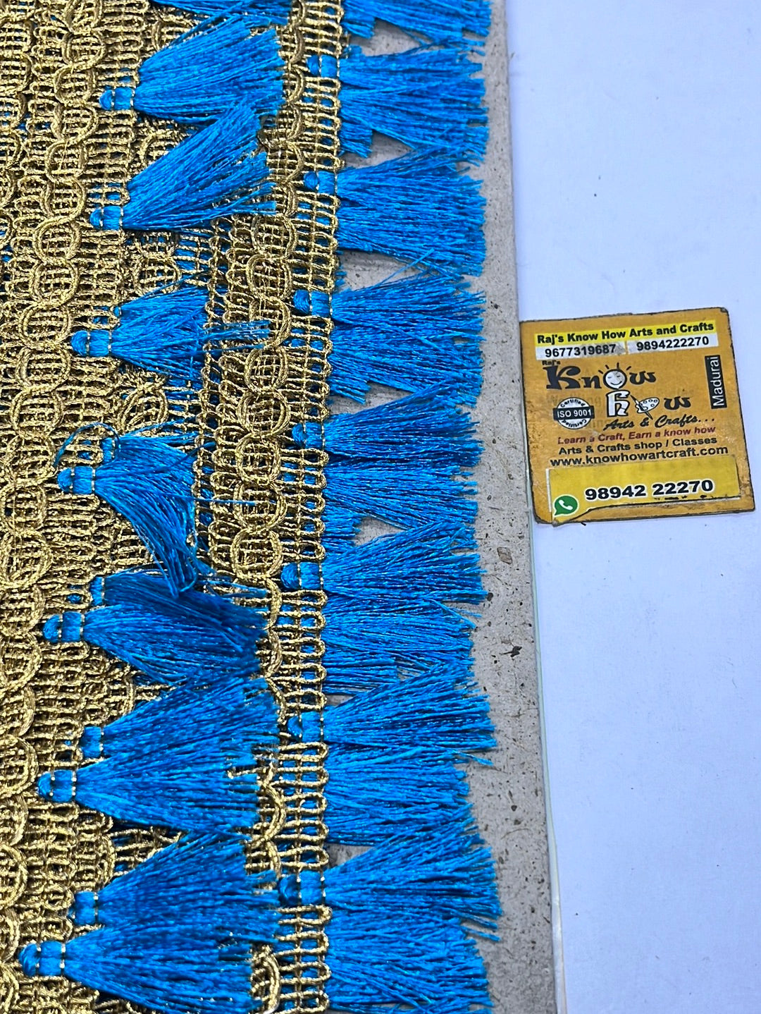 Blue golden fancy   lace - 1 meter