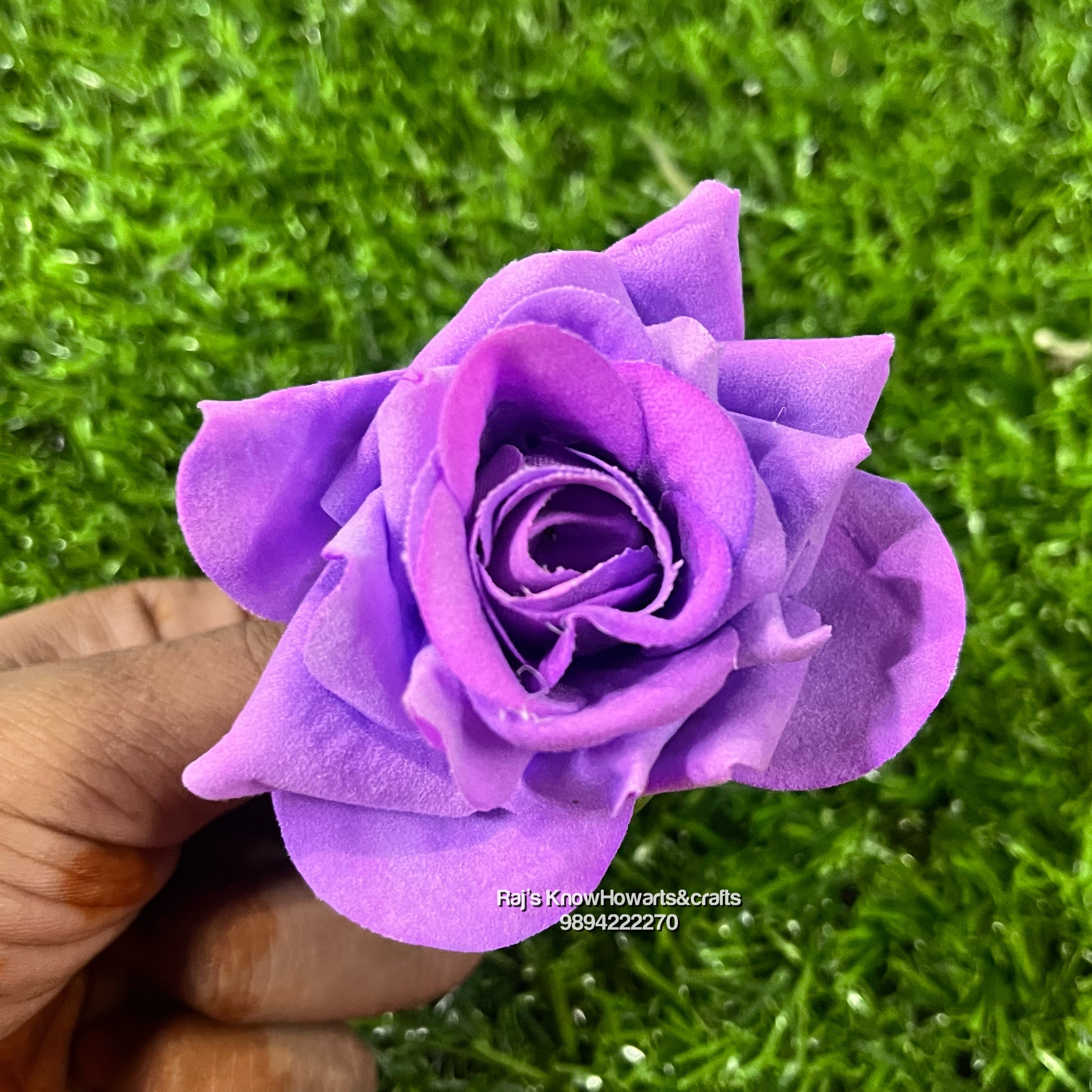 Artificial velvet rose  flower - 5pc