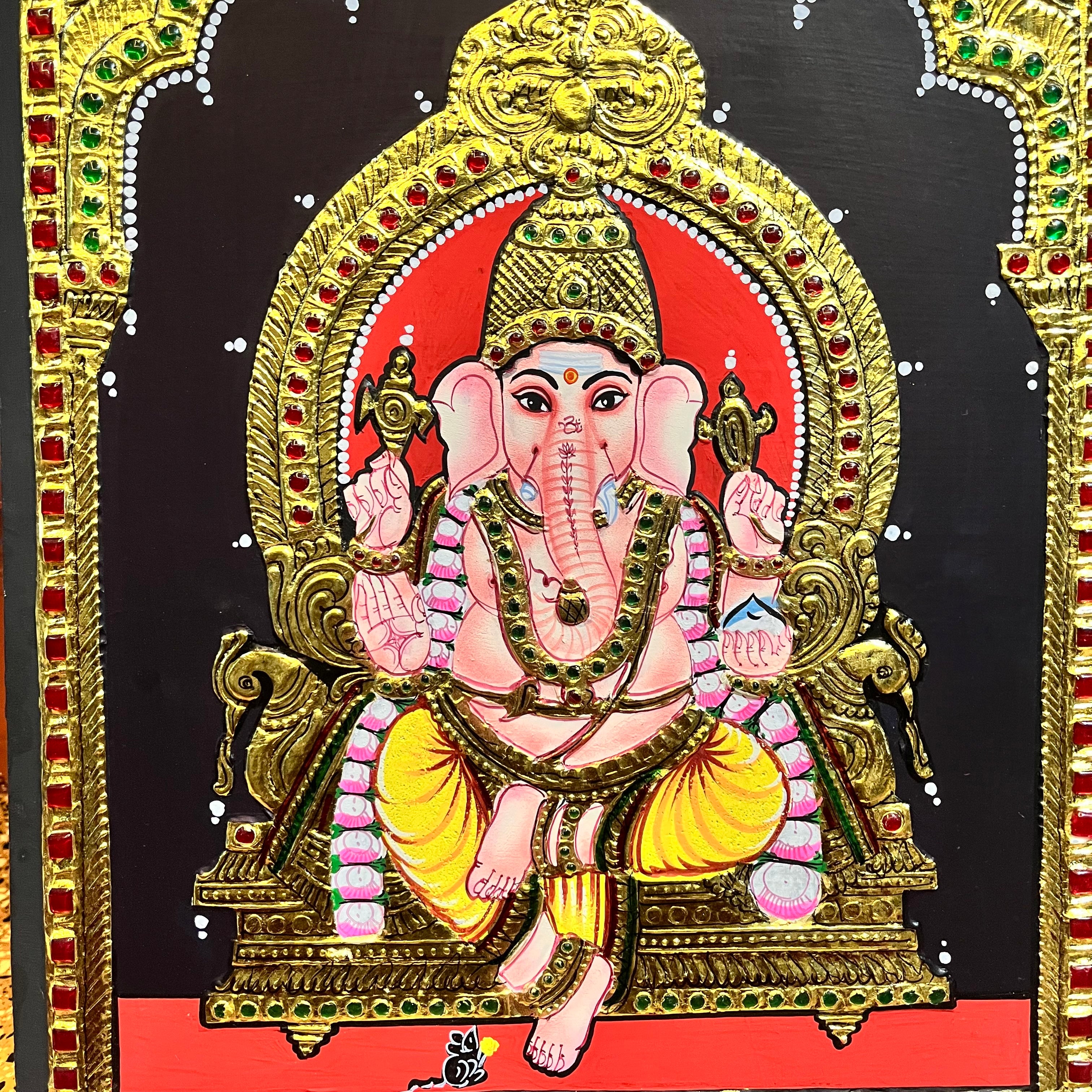 Vinayagar 12x15  Tanjore painting -1 board(15 days delivery time)without frame