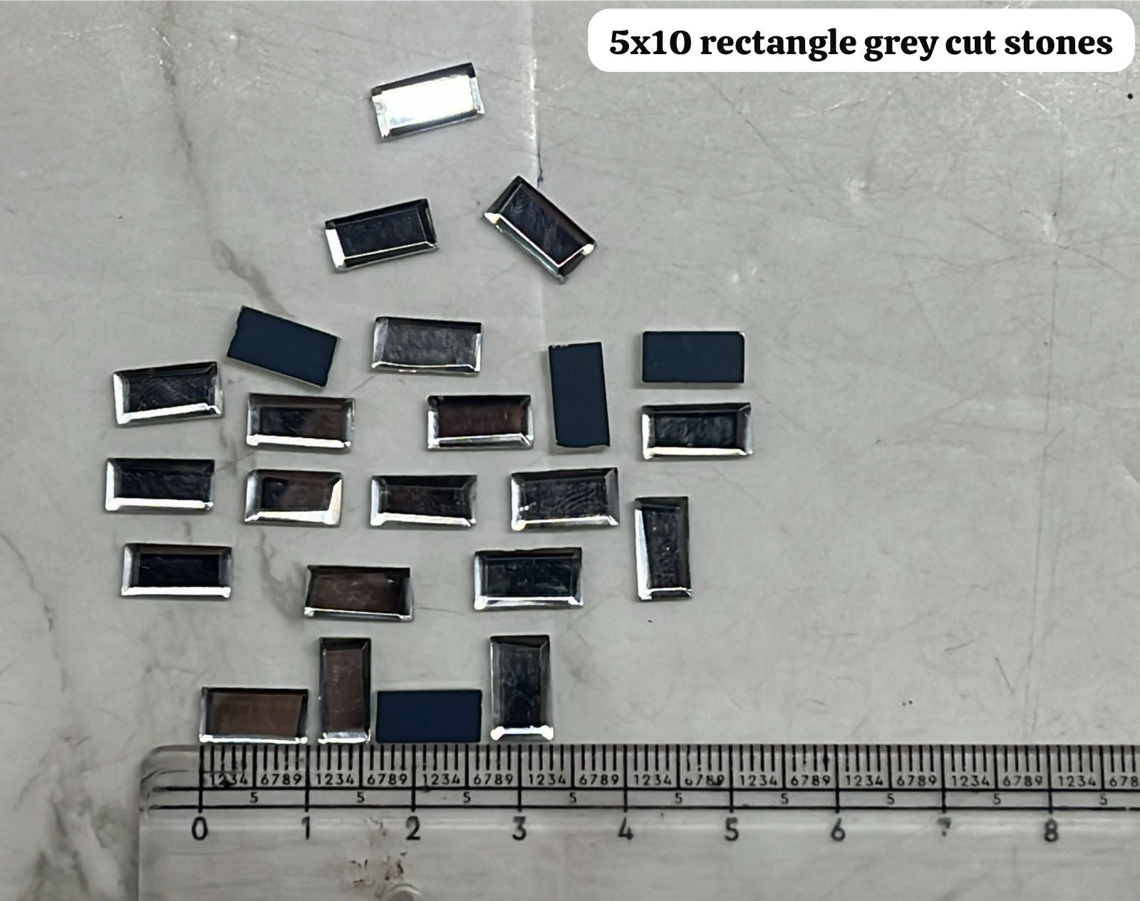 5x10 rectangle  Grey cut stones 50pcs pack