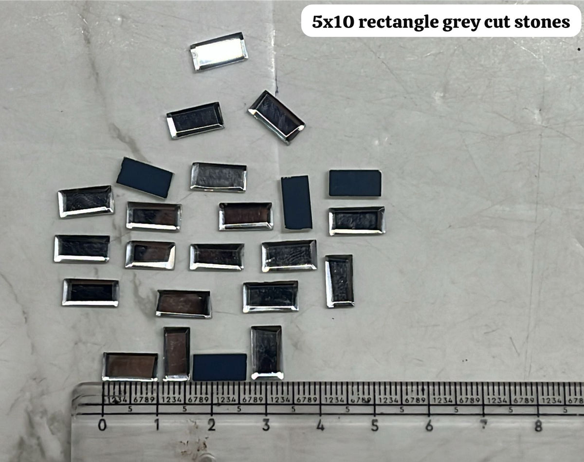 5x10 rectangle Grey cut stones 50pcs pack – KnowHowArtCraft